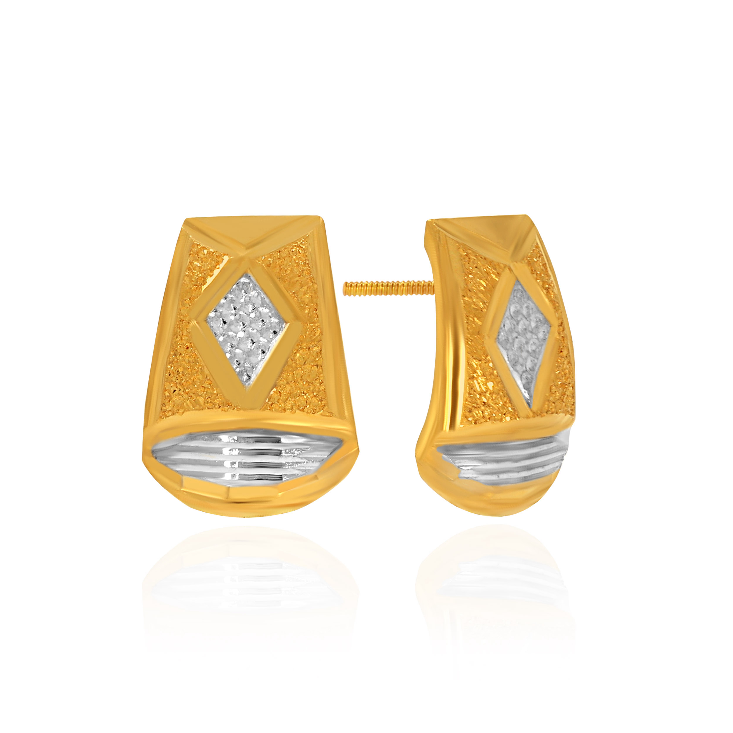 Contrasting Rhodium Polished Gold Studs - Senco Gold and Diamonds