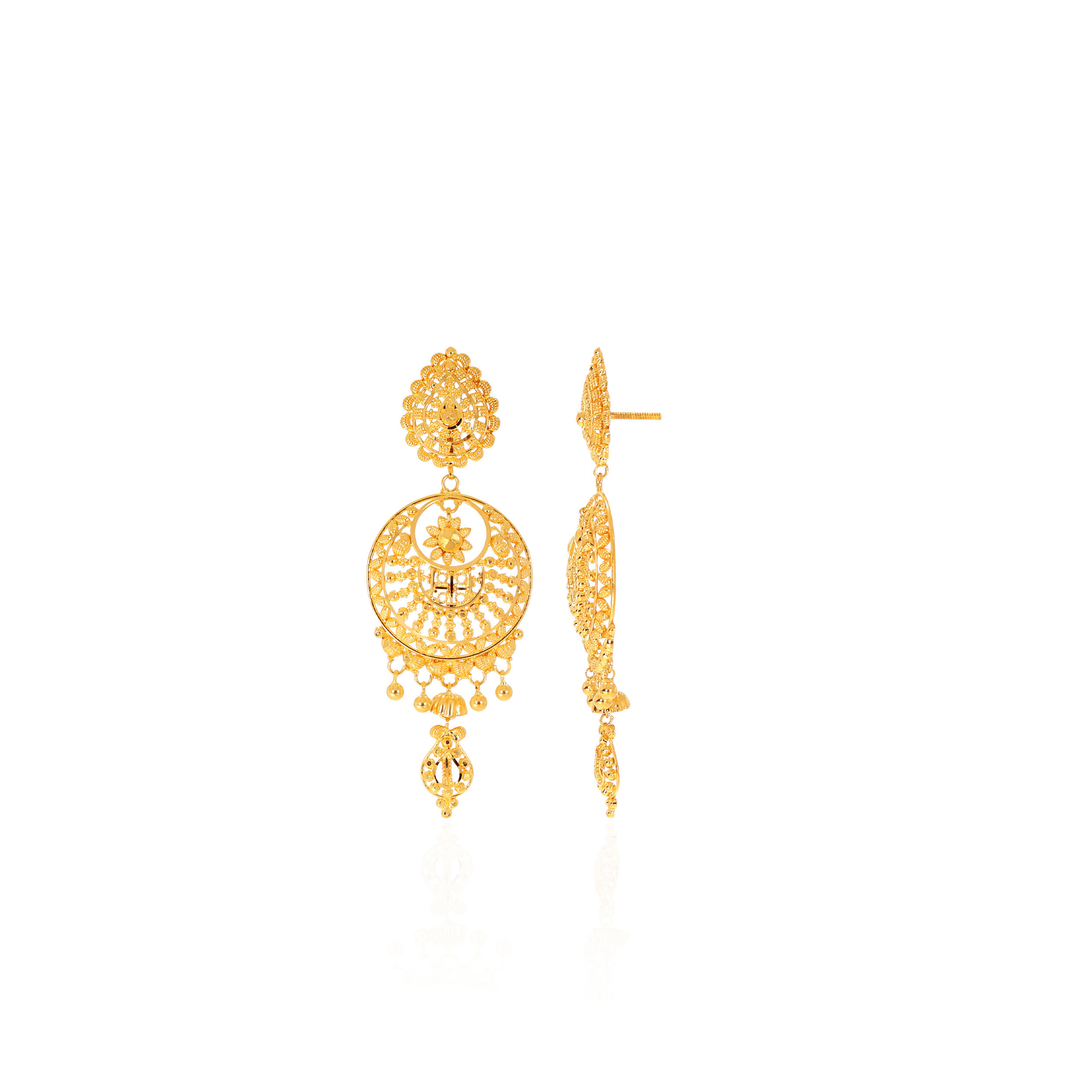 Classic Embrace Gold Chandbali Earrings - Senco Gold and Diamonds