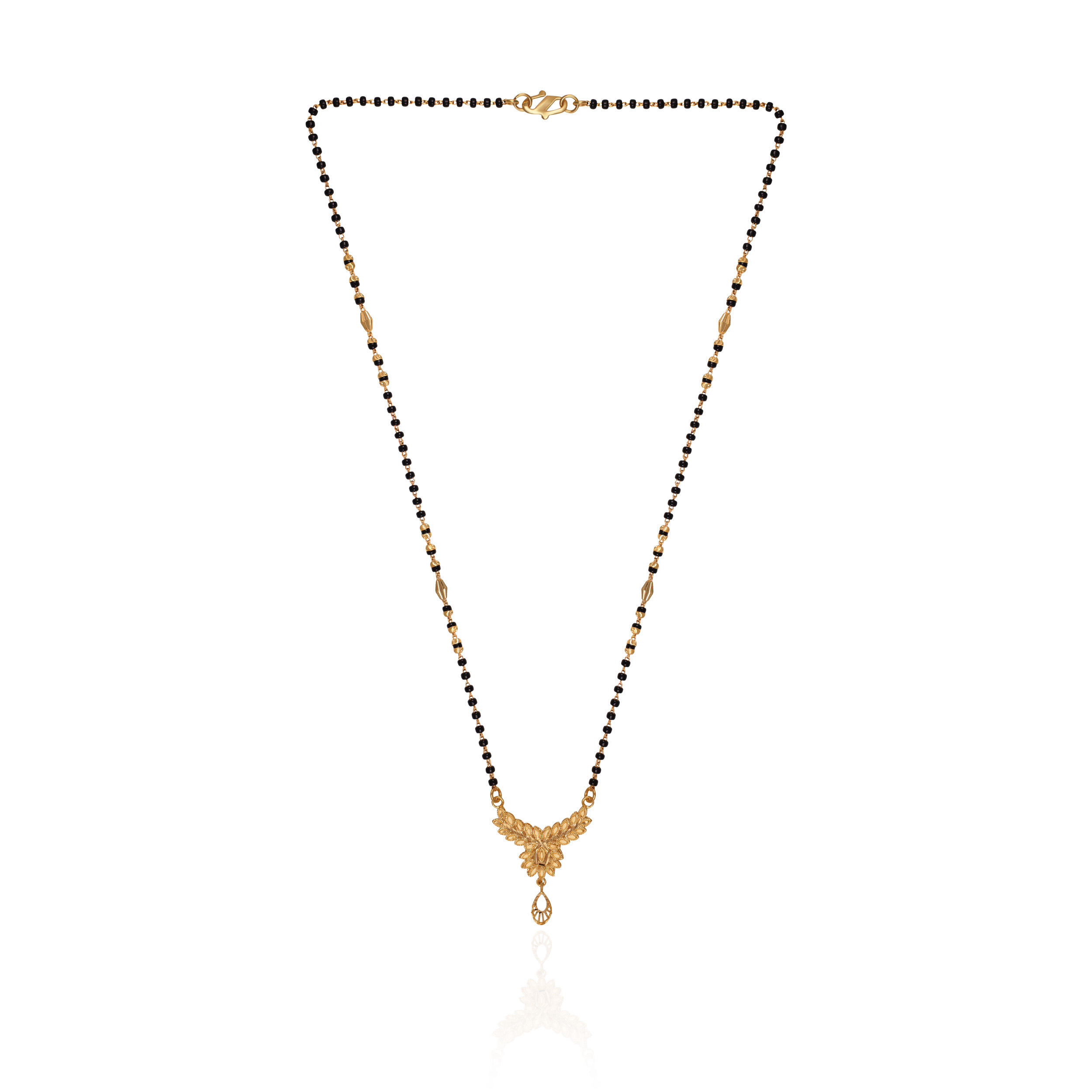 Cherished Moments Floral Gold Mangalsutra - Senco Gold and Diamonds