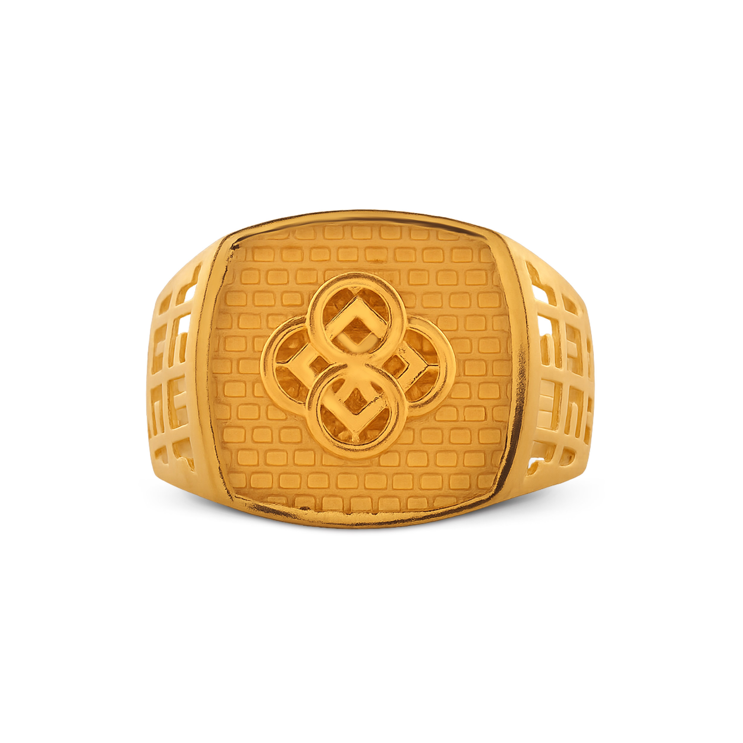 Geometric Grid Men's Gold Ring - Senco Gold and Diamonds