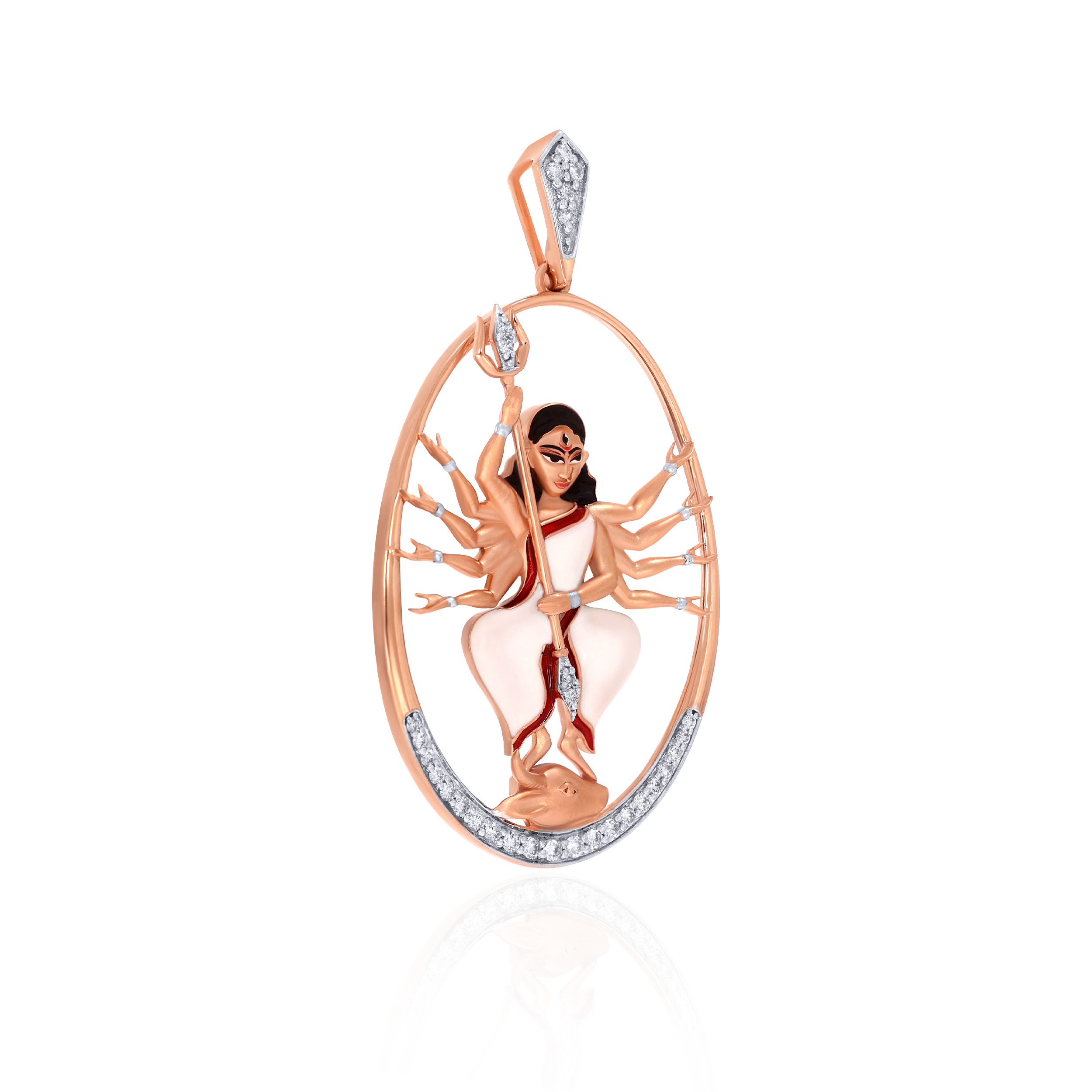 Celestial Goddess Meenakari Diamond Pendant - Senco Gold and Diamonds