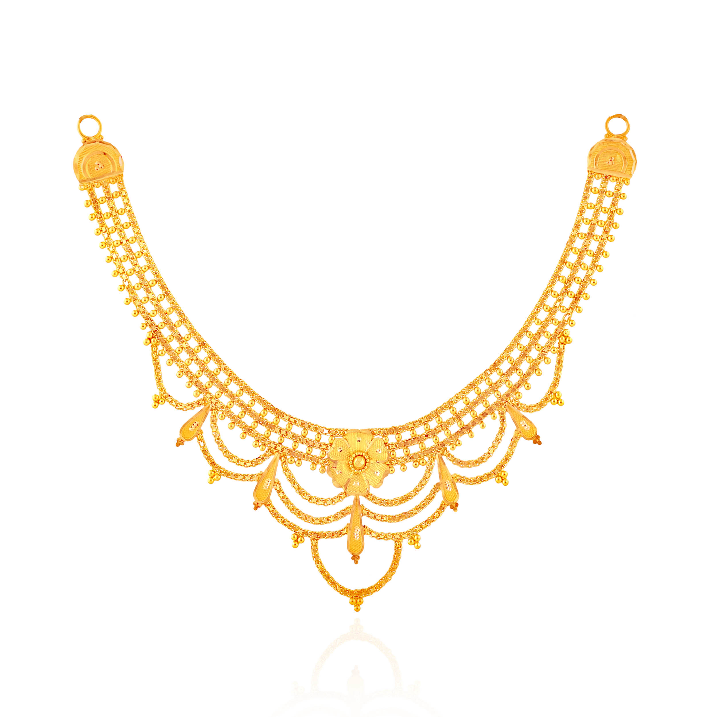 Ornate Floral Detailing Gold Necklace - Senco Gold and Diamonds