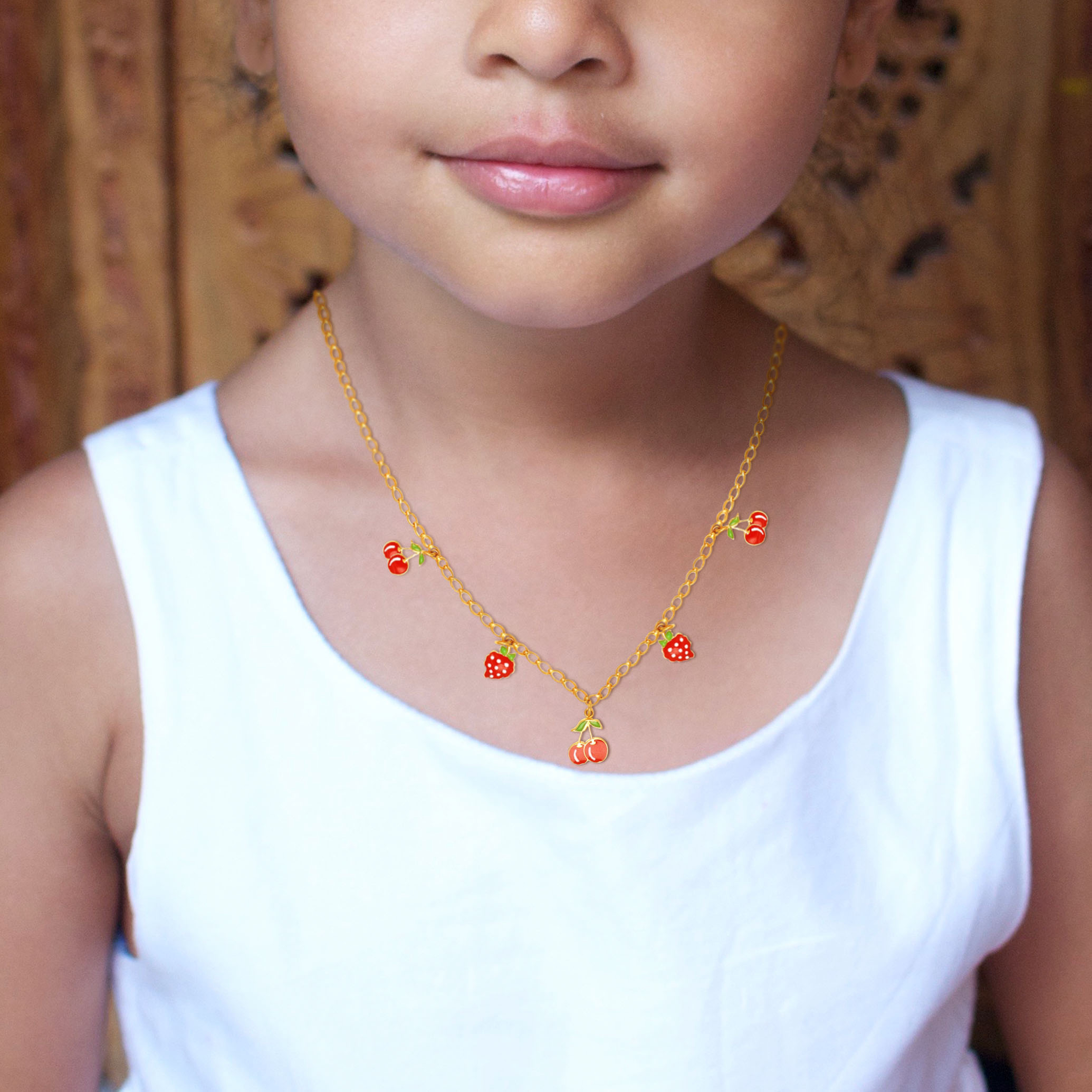 Cherry Charms Kid's Gold Chain Pendant - Senco Gold and Diamonds