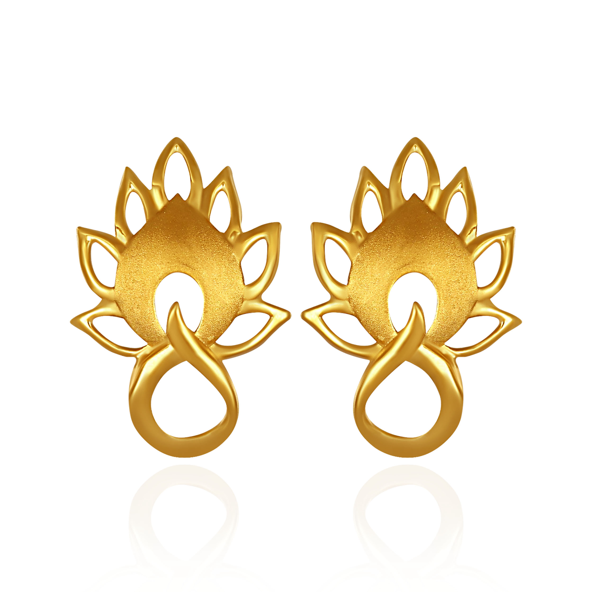 Lotus Glow Gold Studs - Senco Gold and Diamonds