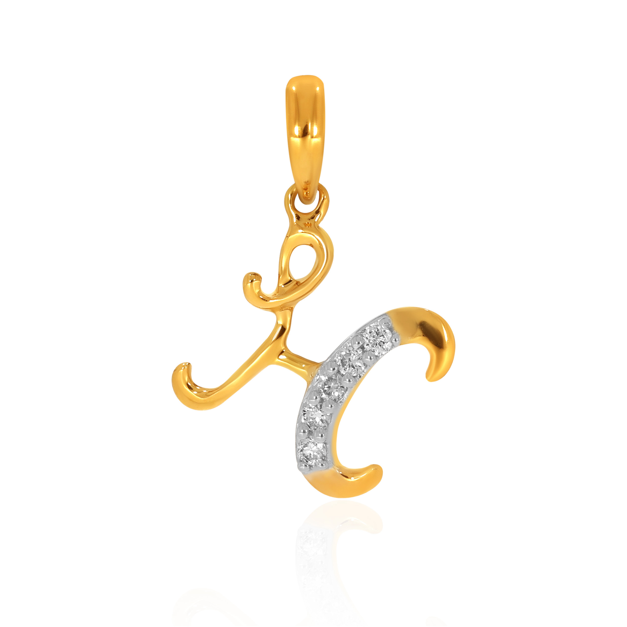 18K Yellow Gold H Alphabet Diamond Pendant-DPN-D000748633 - Senco Gold and Diamonds