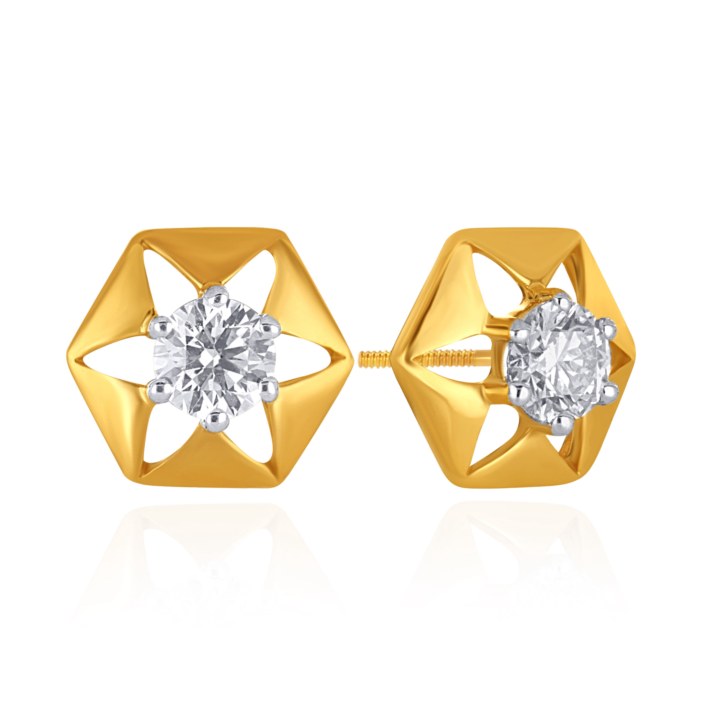 Hexara Solitaire Diamond Studs - Senco Gold and Diamonds