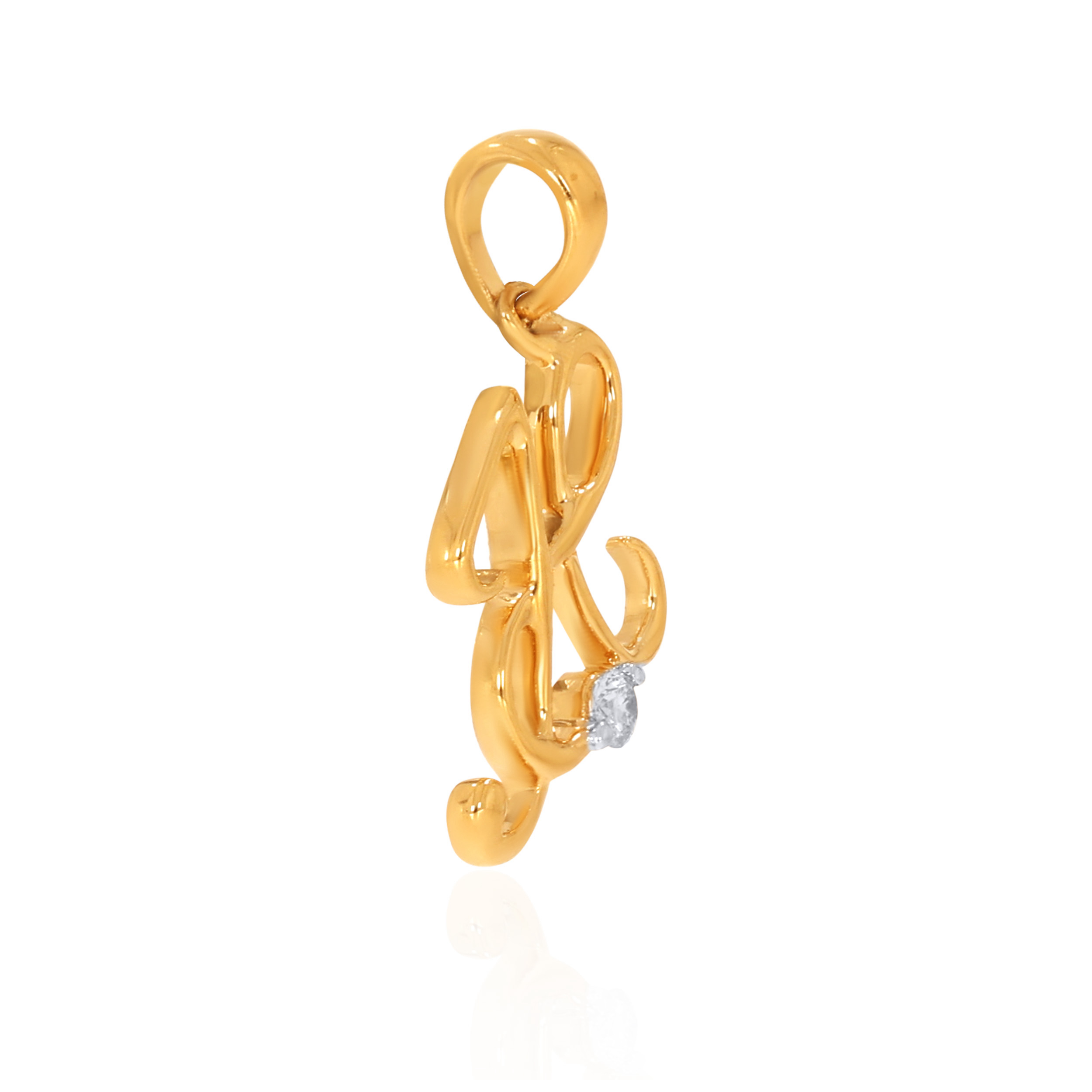 18K Yellow Gold H Alphabet Diamond Pendant-DPN-D000748617 - Senco Gold and Diamonds