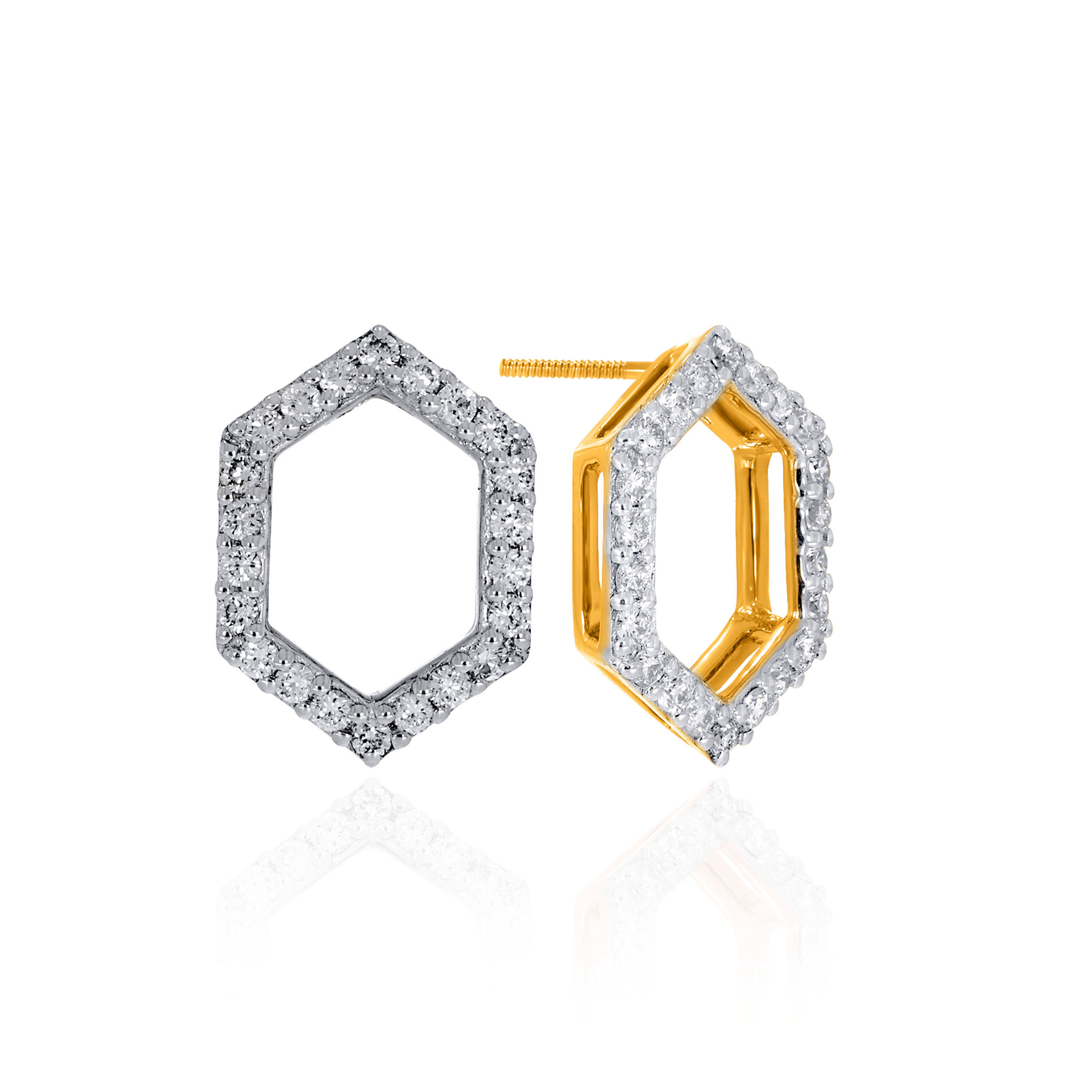 Delicate Hexagon Diamond Studs - Senco Gold and Diamonds
