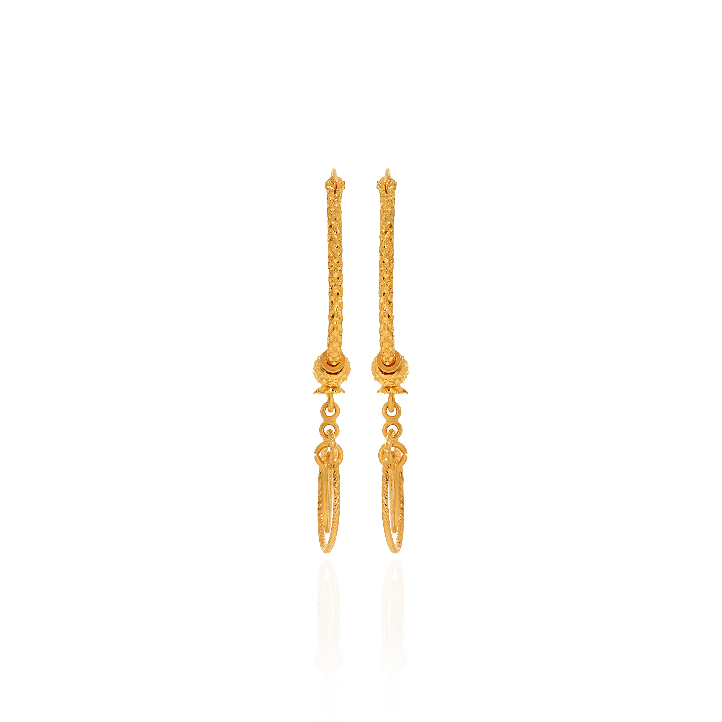 Festive Elegance Gold Hoop Earrings - Senco Gold and Diamonds