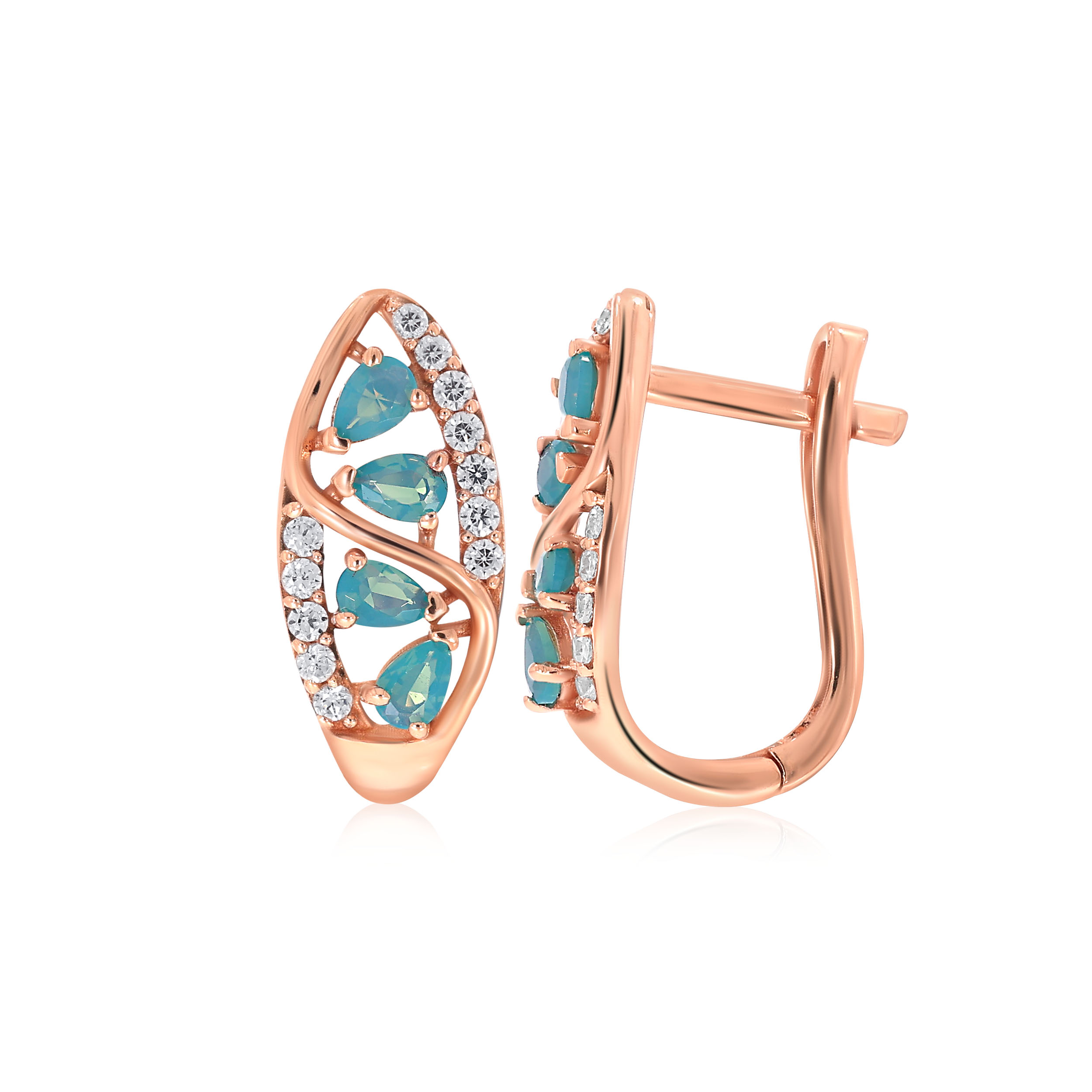 Aqua Splendour Gold Hoop Earrings - Senco Gold and Diamonds