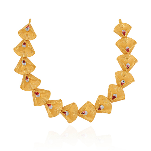Crimson Fan Motif Gold Necklace - Senco Gold and Diamonds