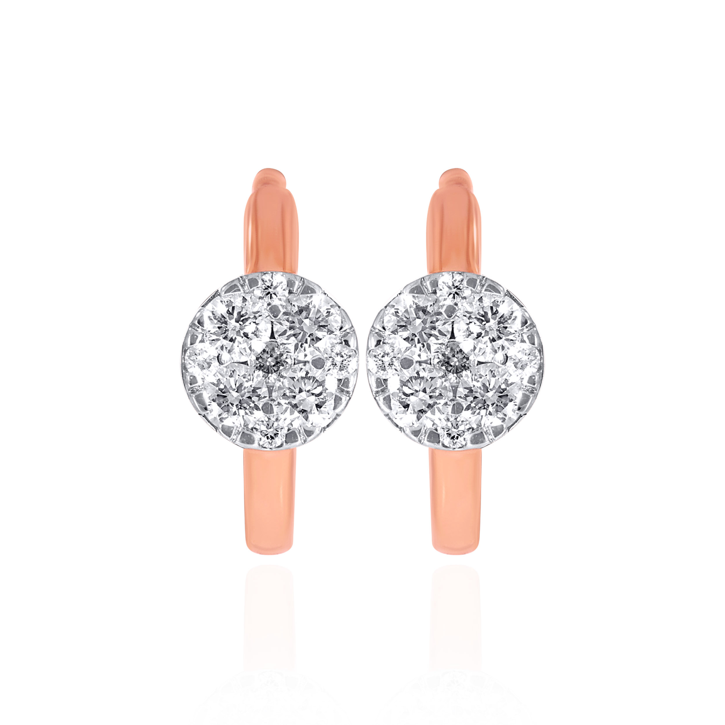 Dainty Cluster Diamond Hoop Earrings - Senco Gold and Diamonds