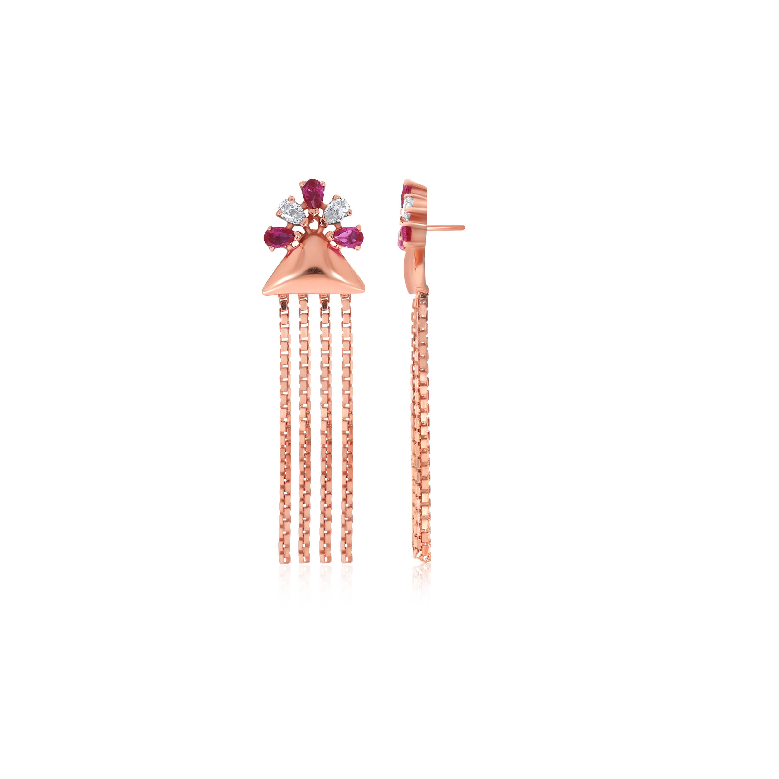 Bloomed Vase Gold Long Earrings - Senco Gold and Diamonds