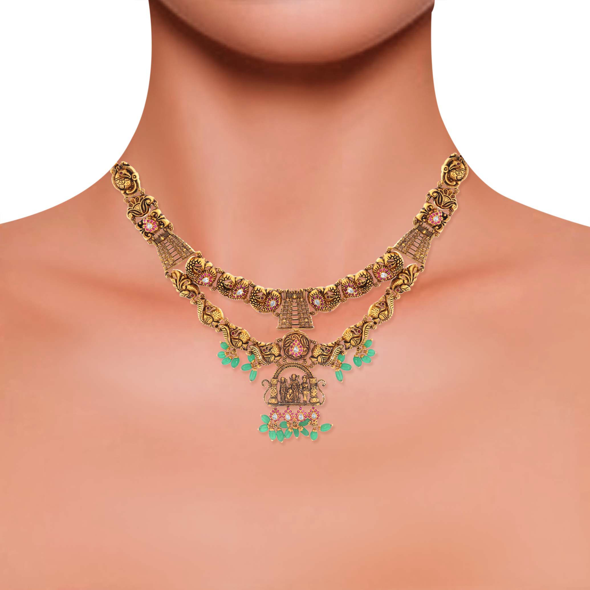 Virtuous Emblem Antique Gold Necklace - Senco Gold and Diamonds