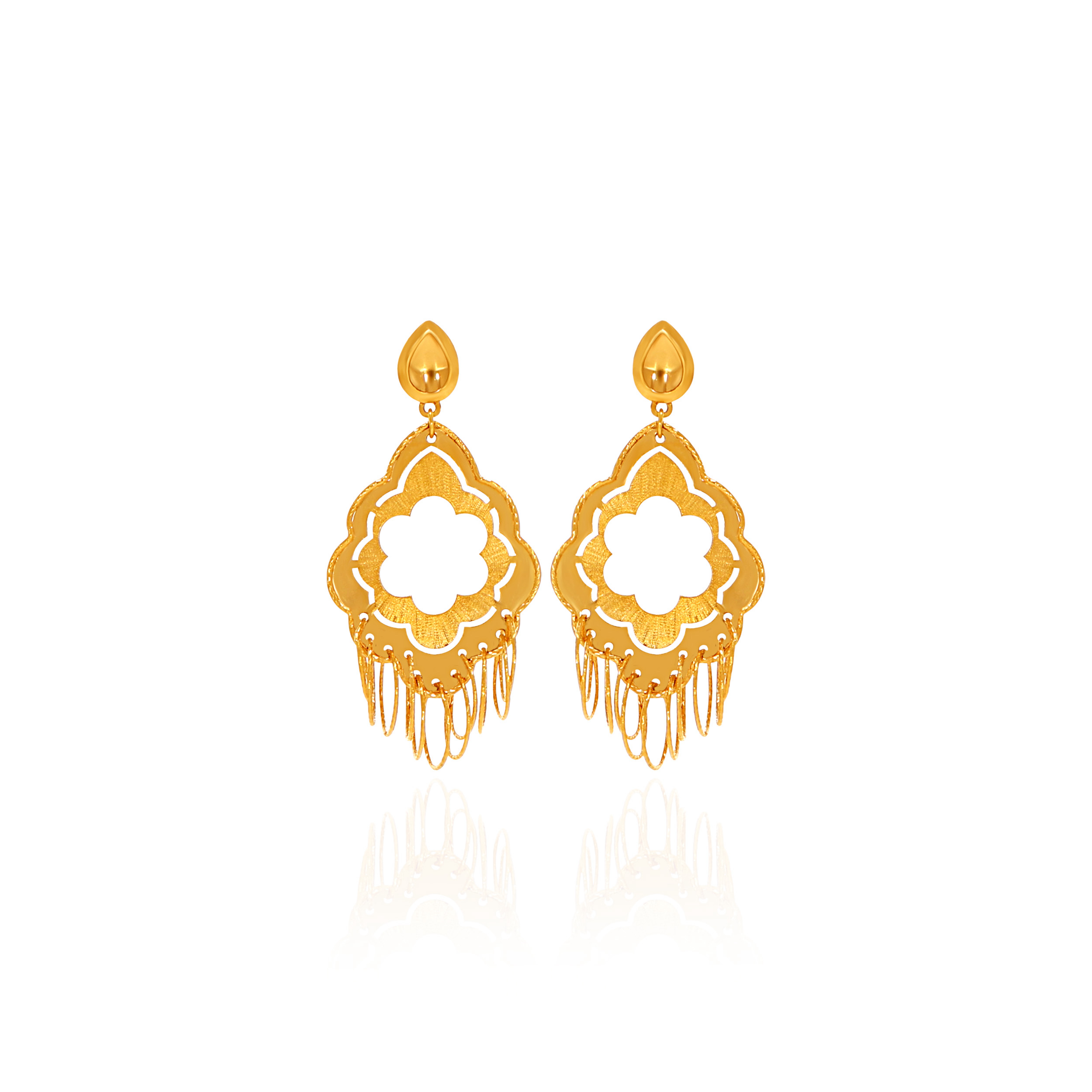 Appealing Cutout Gold Drop Earrings - Senco Gold and Diamonds