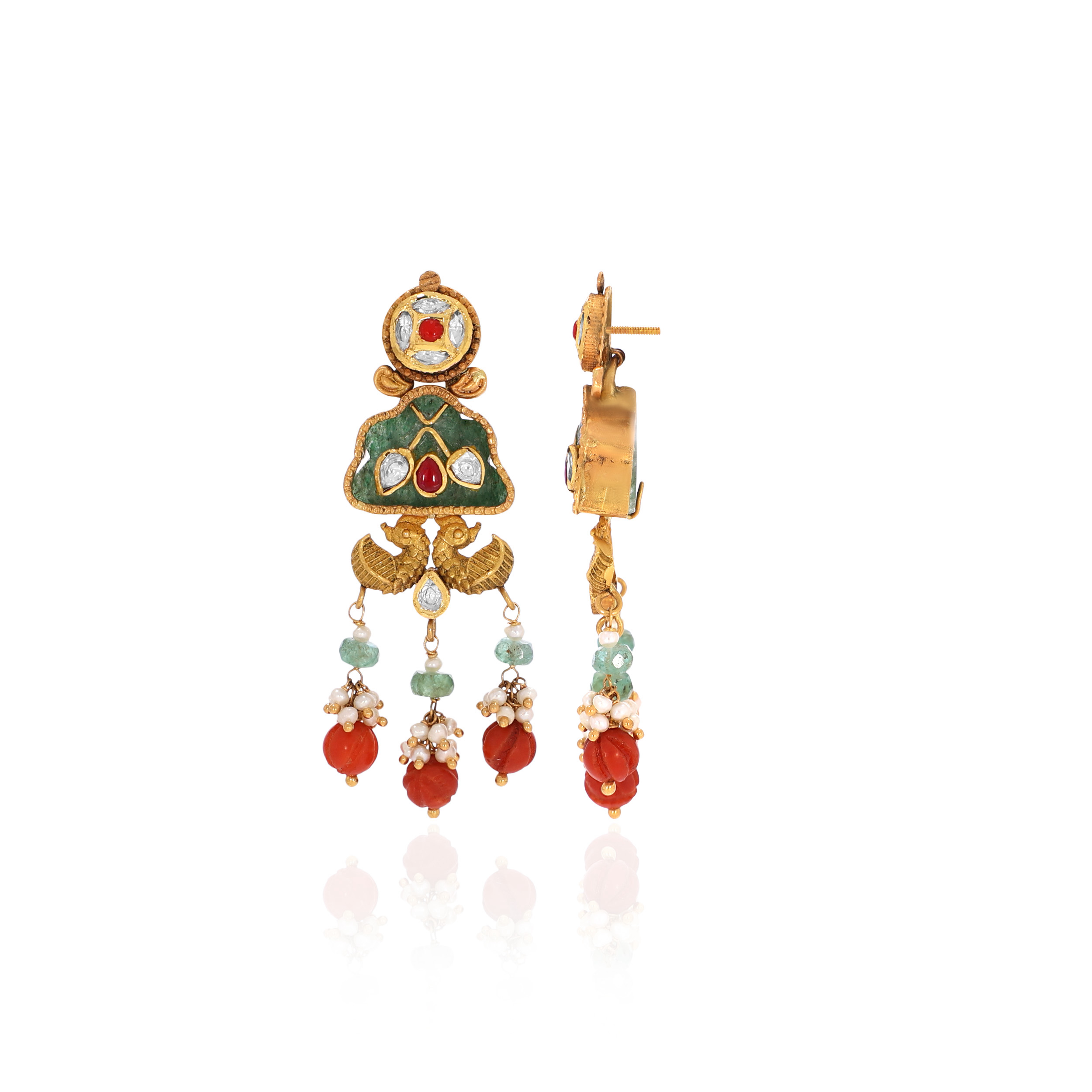 22K Yellow Gold Kundan Earrings-GPGN-D000782904 - Senco Gold and Diamonds