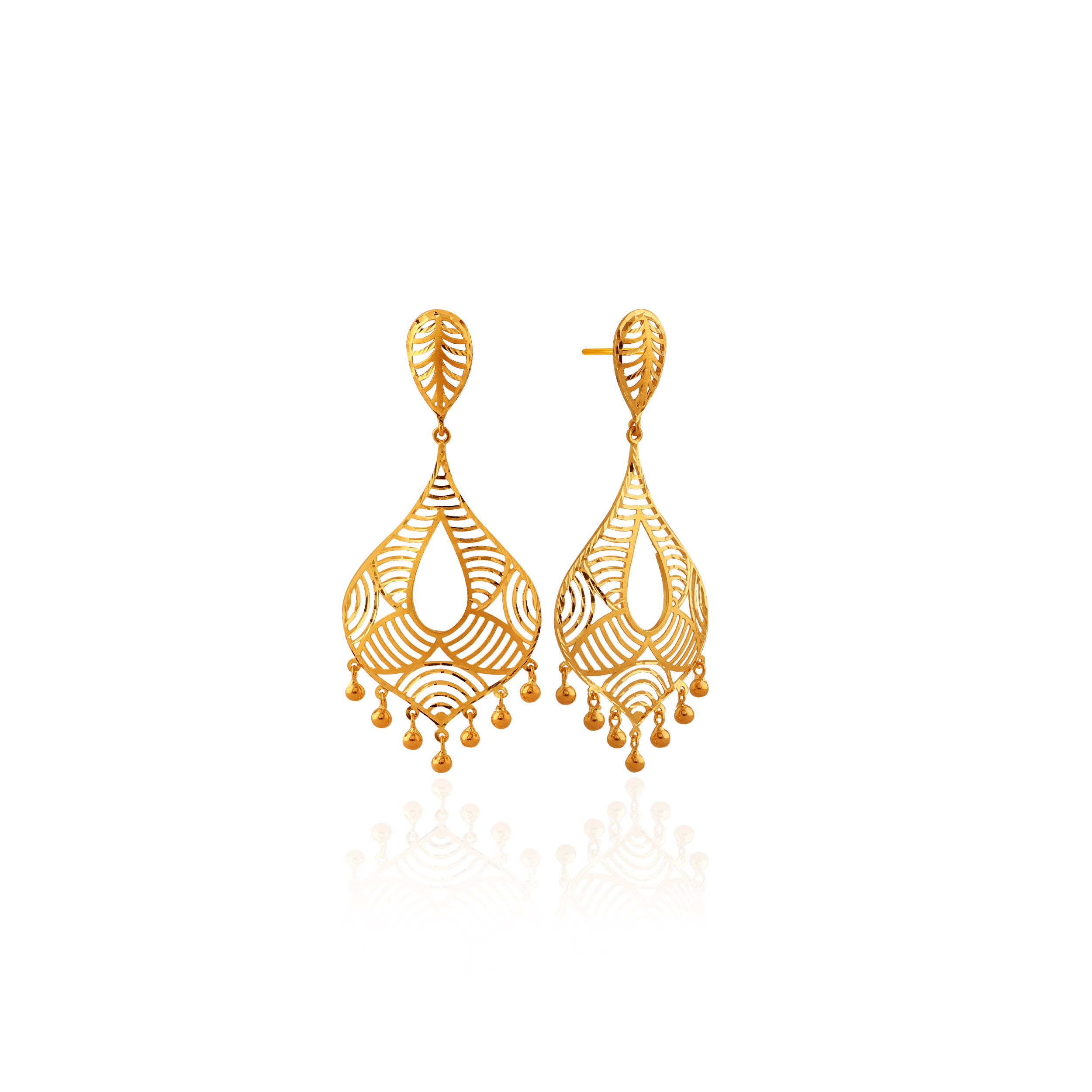 Fine Lacework Gold Drop Earrings - Senco Gold and Diamonds