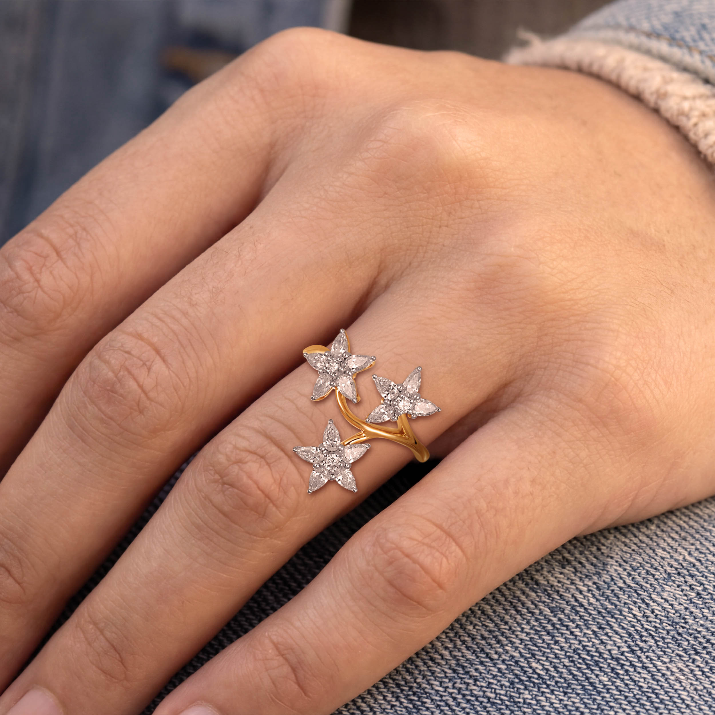 Triple Flora Diamond Ring alternate view 3