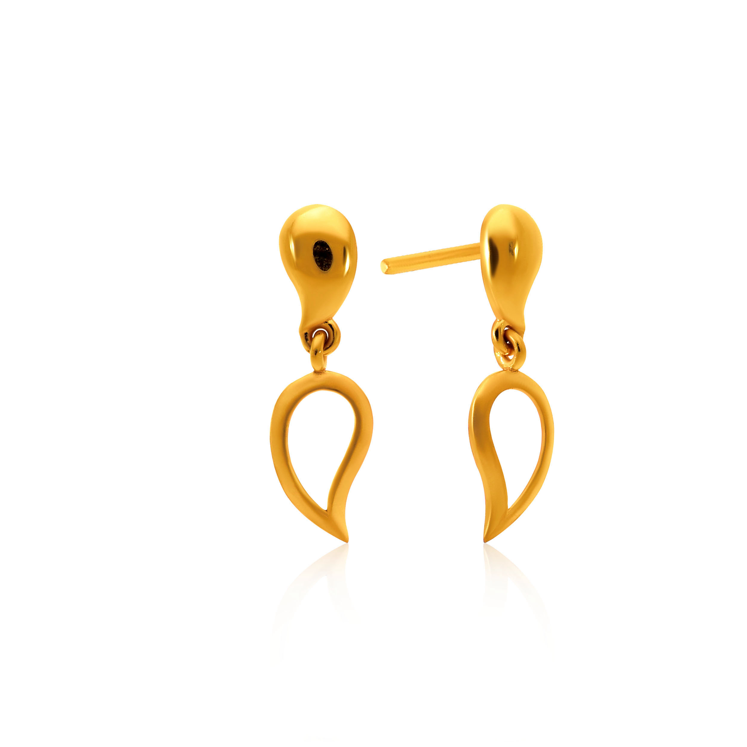 Sleek Silhouette Gold Drop Earrings - Senco Gold and Diamonds