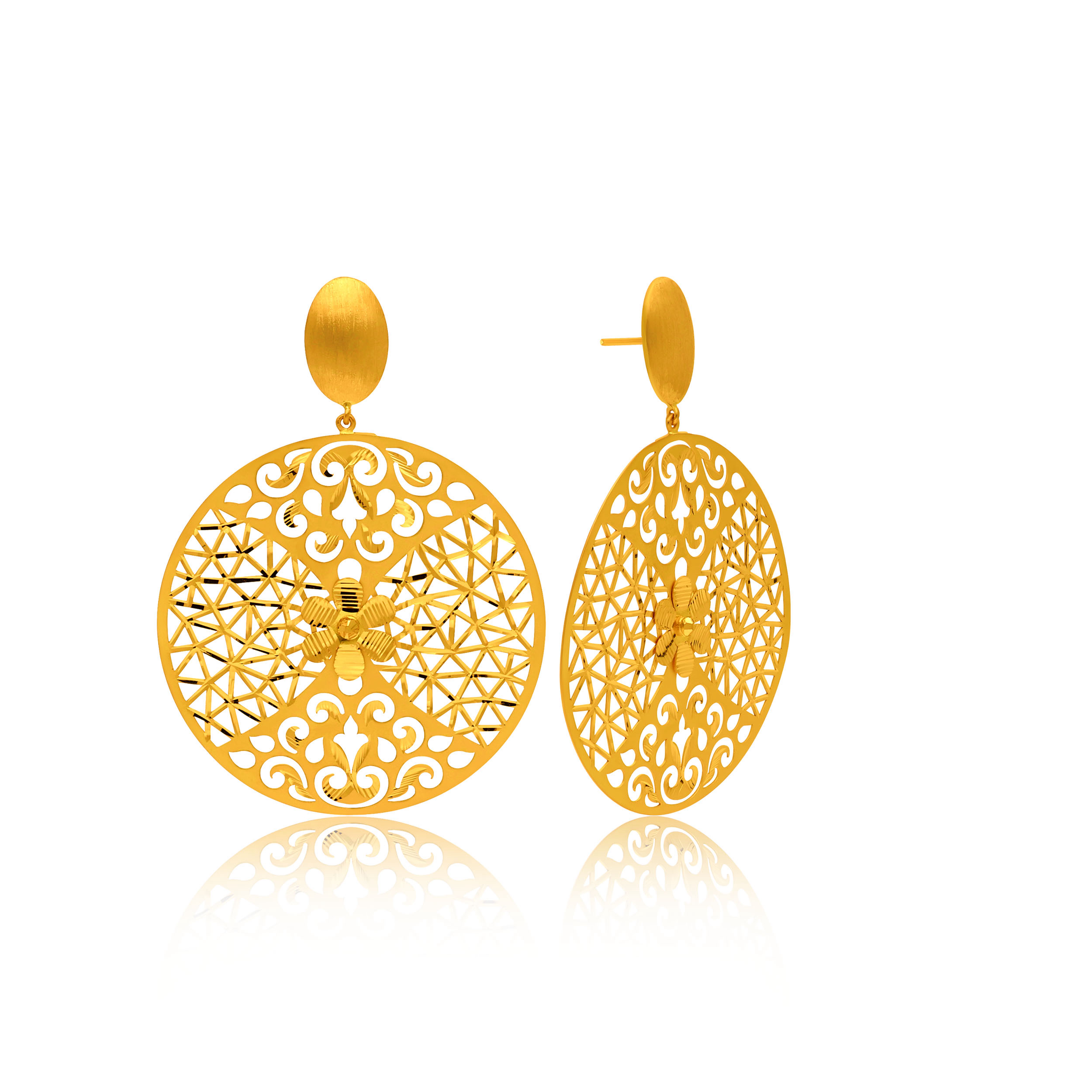22K Yellow Gold Dangler Earrings-GP-SAD0004910 - Senco Gold and Diamonds