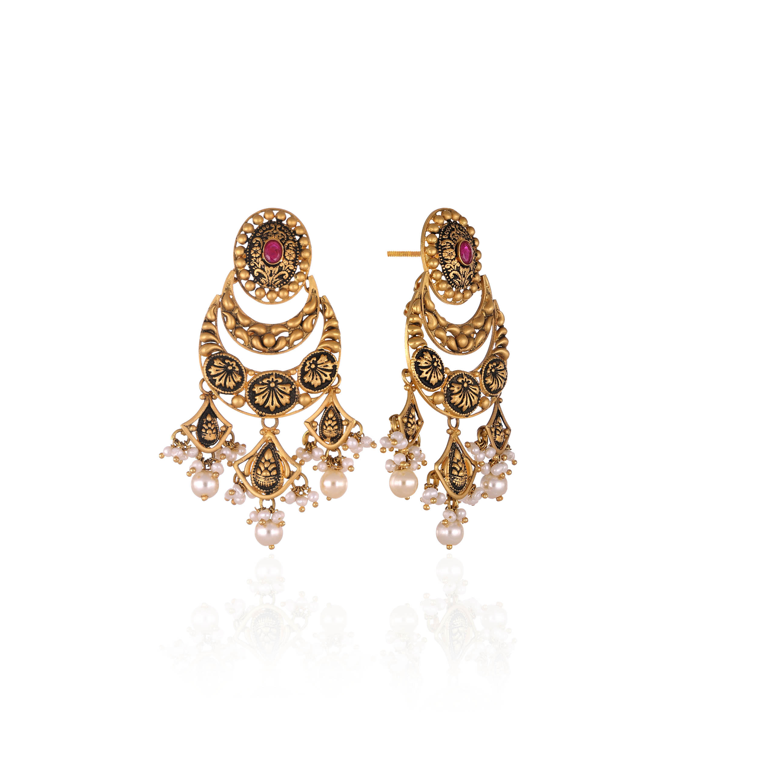 Antique Regal Chandbali Earrings - Senco Gold and Diamonds