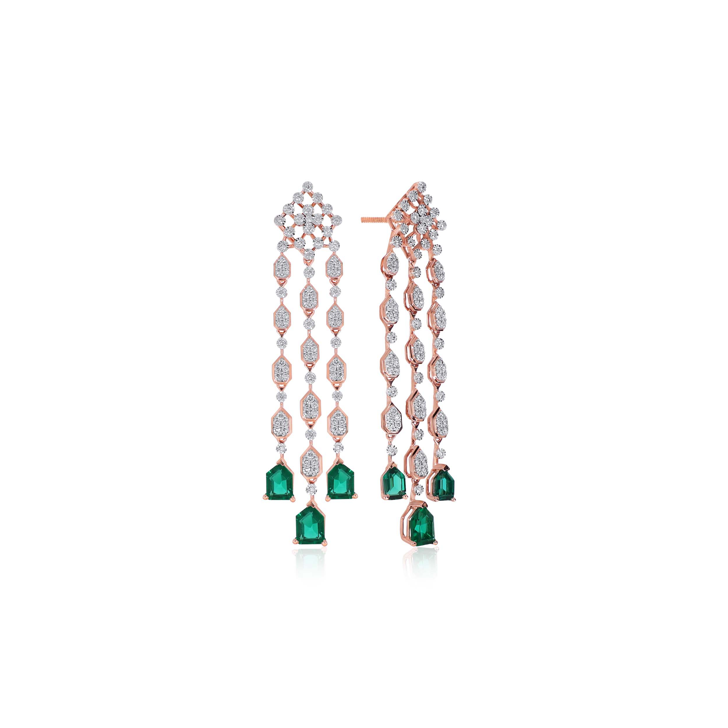 Trio Fall Diamond Long Earrings - Senco Gold and Diamonds