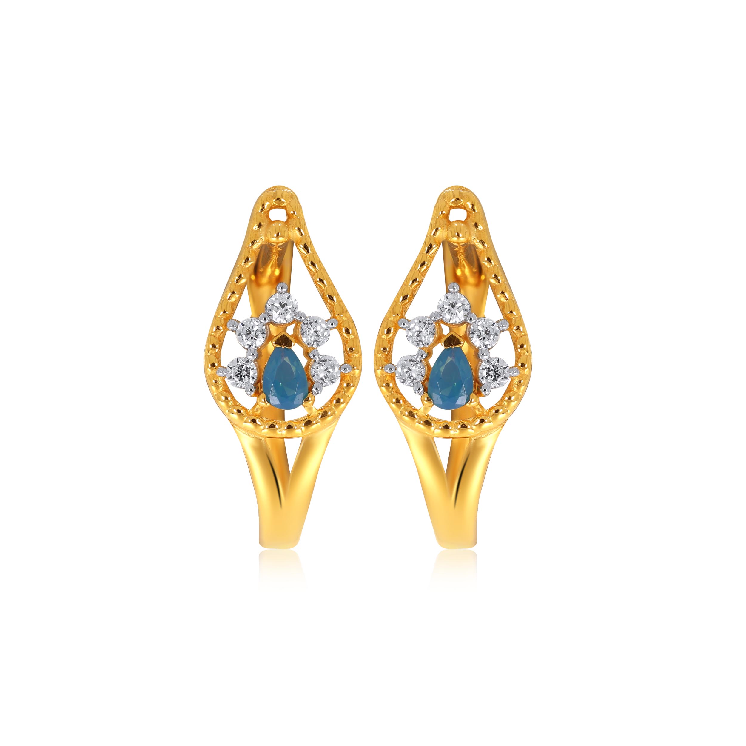 Bloomed Petal Gold Hoop Earrings - Senco Gold and Diamonds
