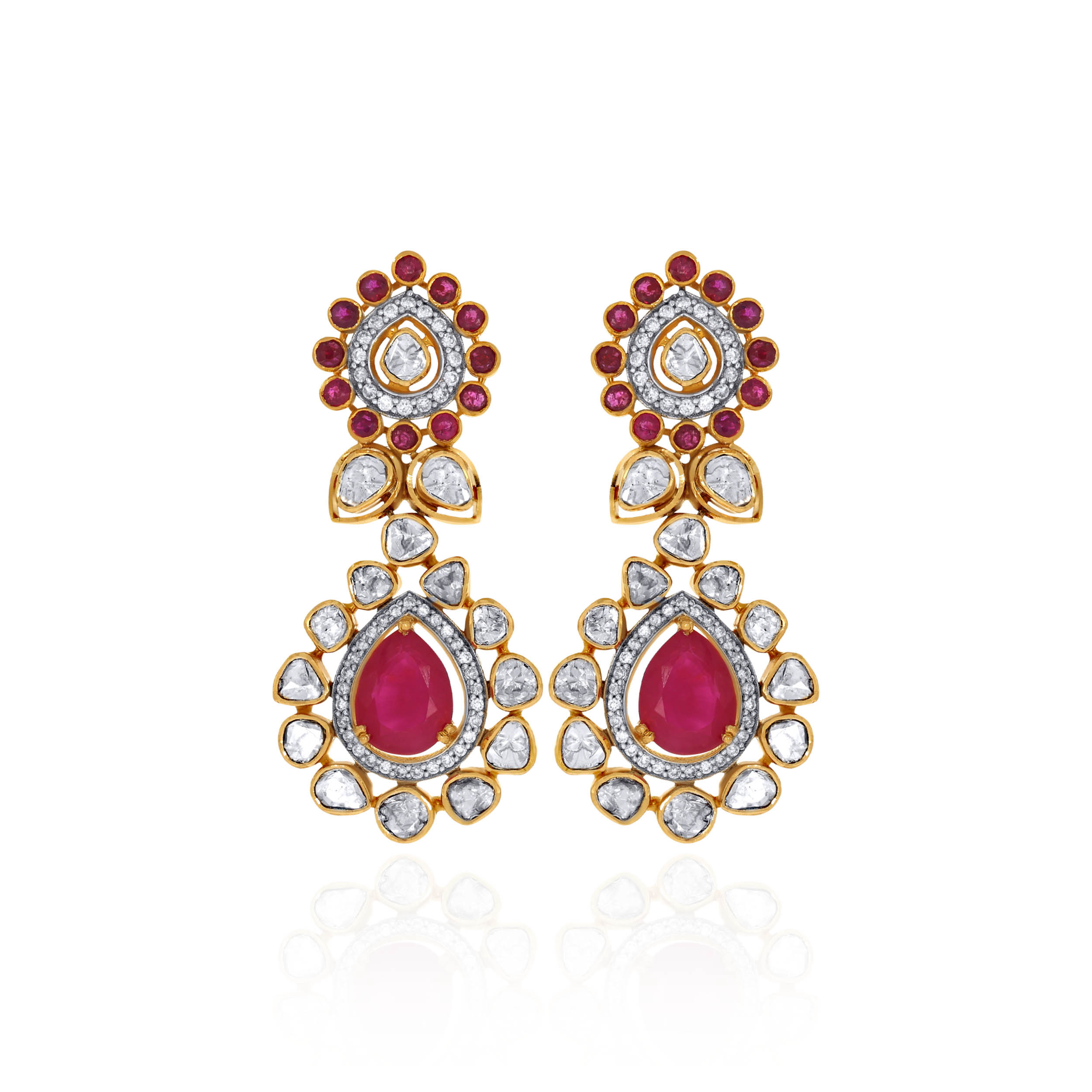 Regal Rosé Polki Diamond Earrings - Senco Gold and Diamonds