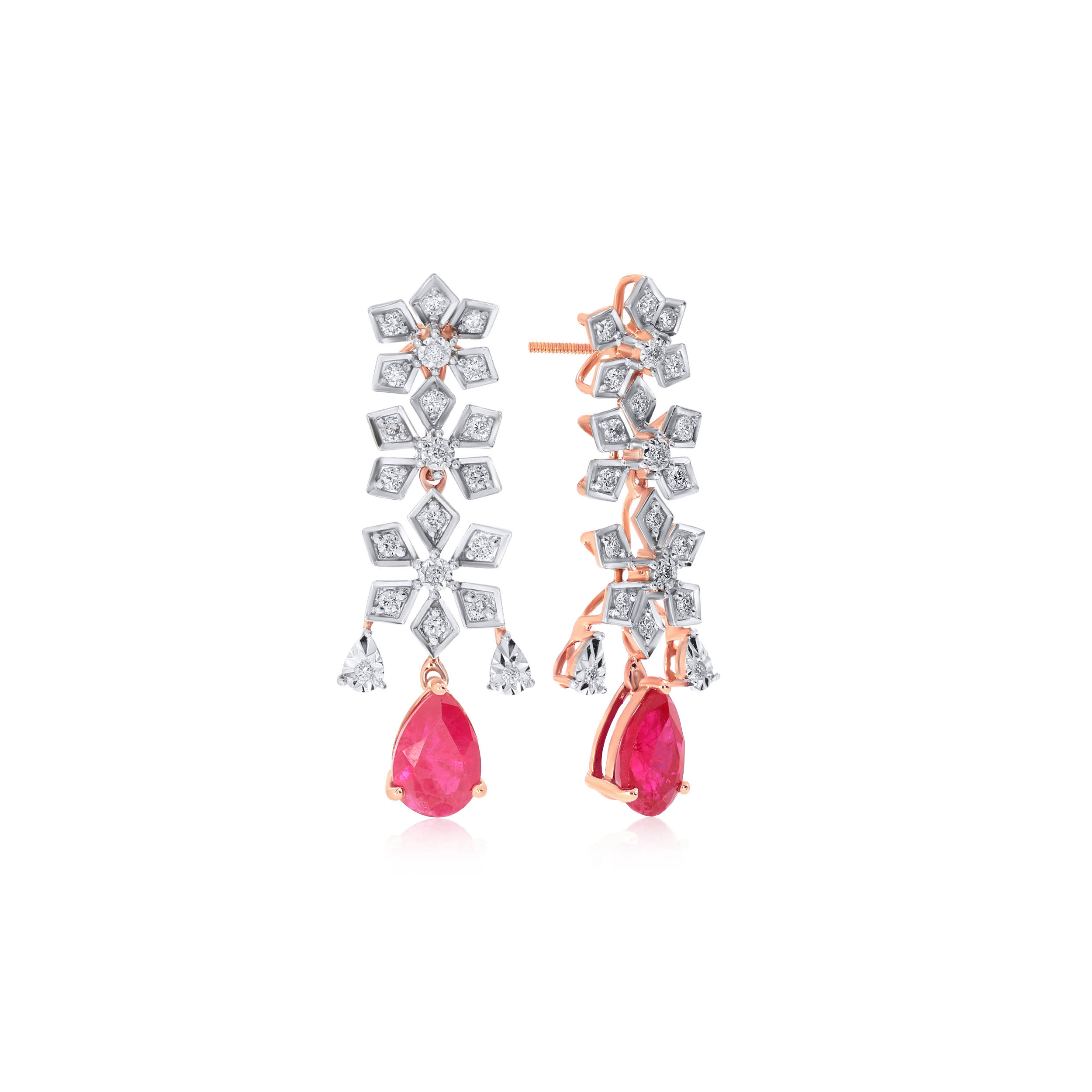 Romantique Bloom Diamond Drop Earrings - Senco Gold and Diamonds