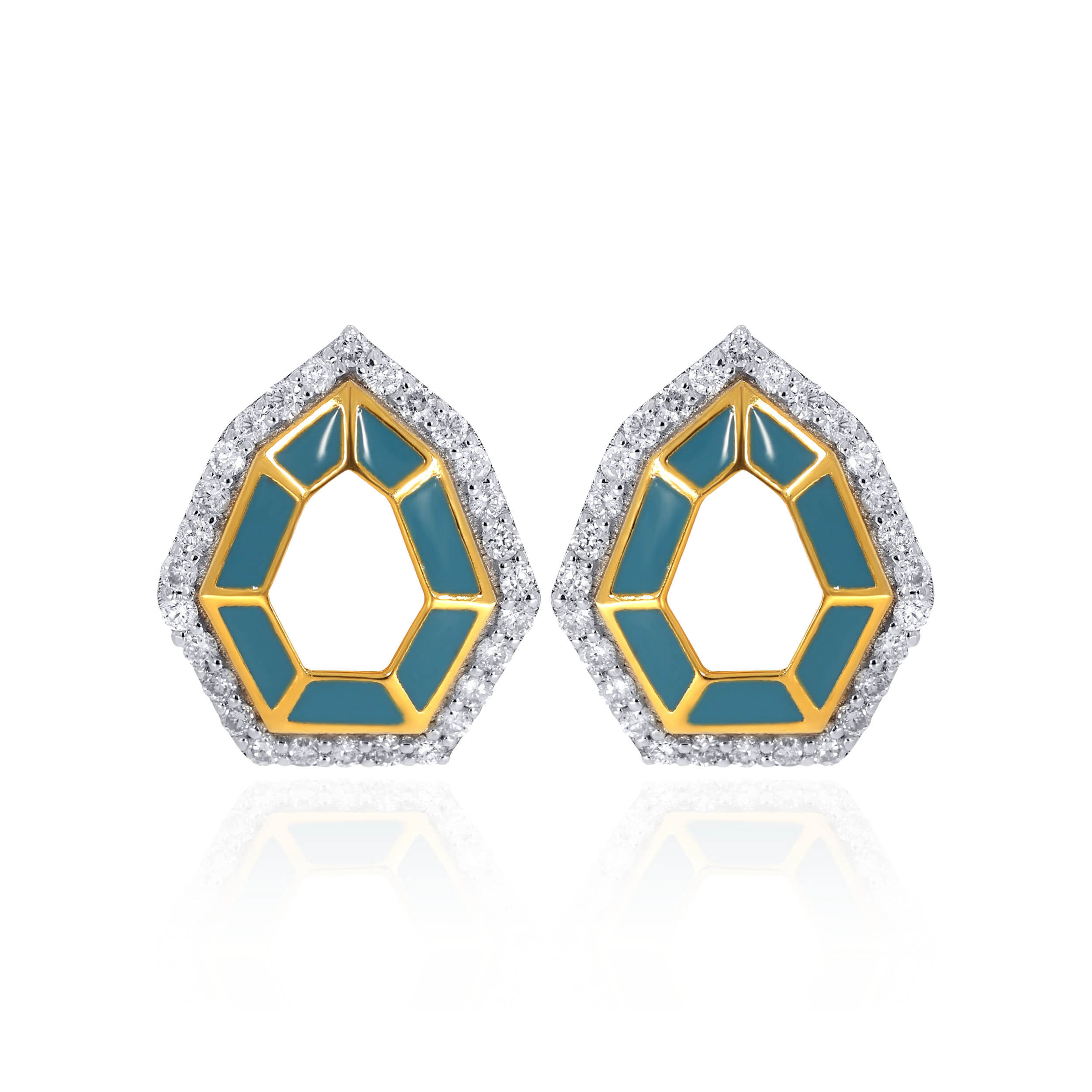 Azure Halo Diamond Enamel Studs - Senco Gold and Diamonds