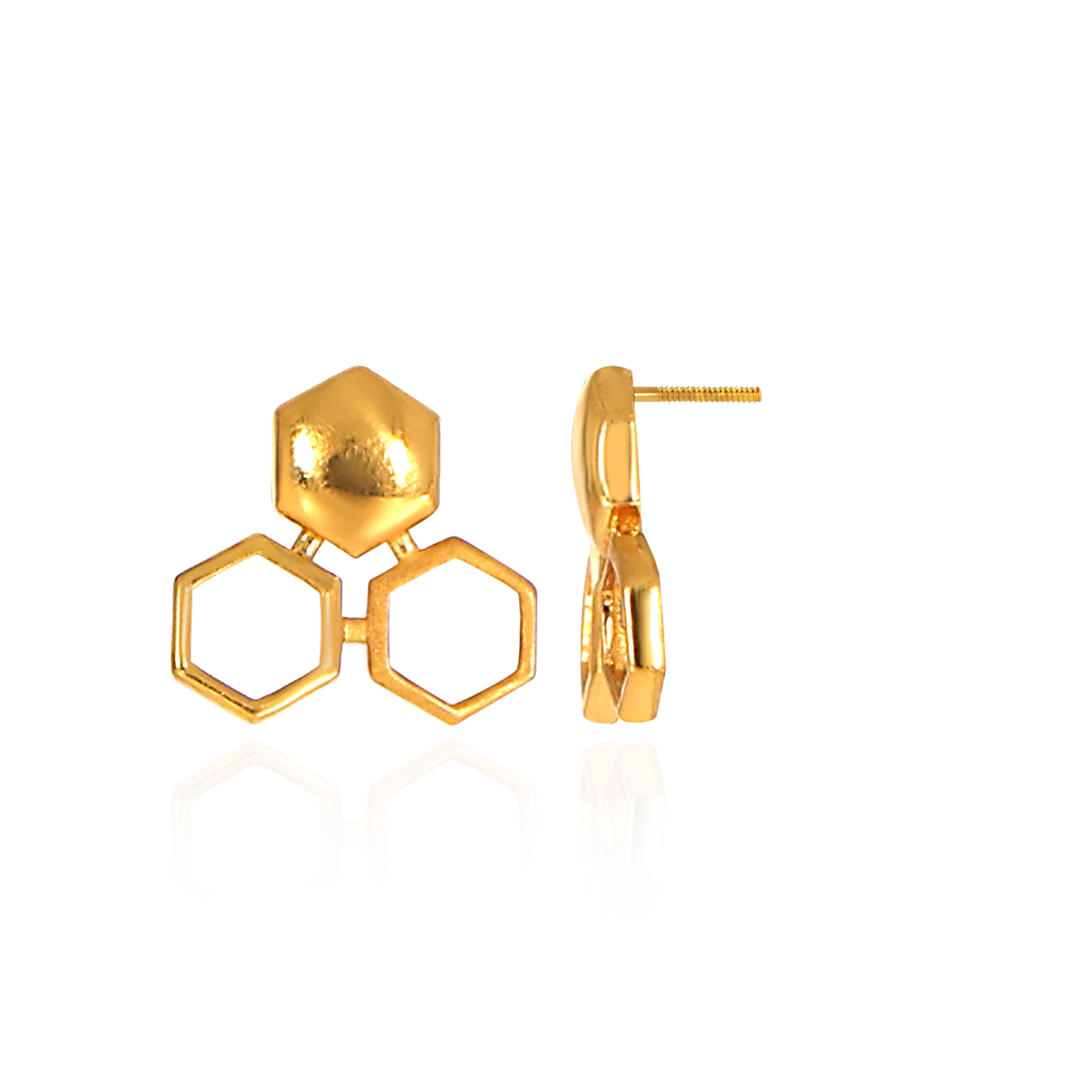 Urban Hex Gold Studs - Senco Gold and Diamonds