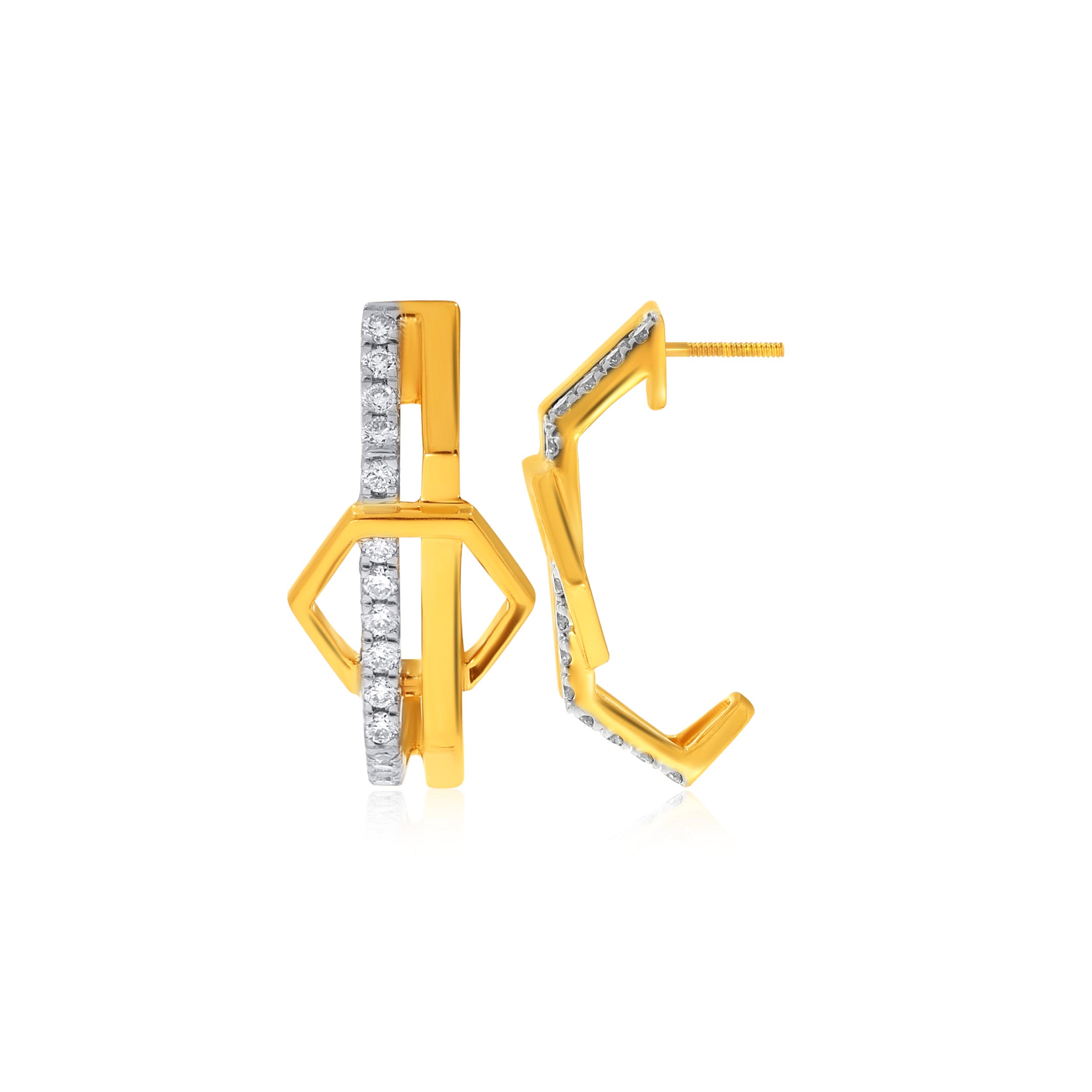 Contrasting Duo Diamond Studs - Senco Gold and Diamonds