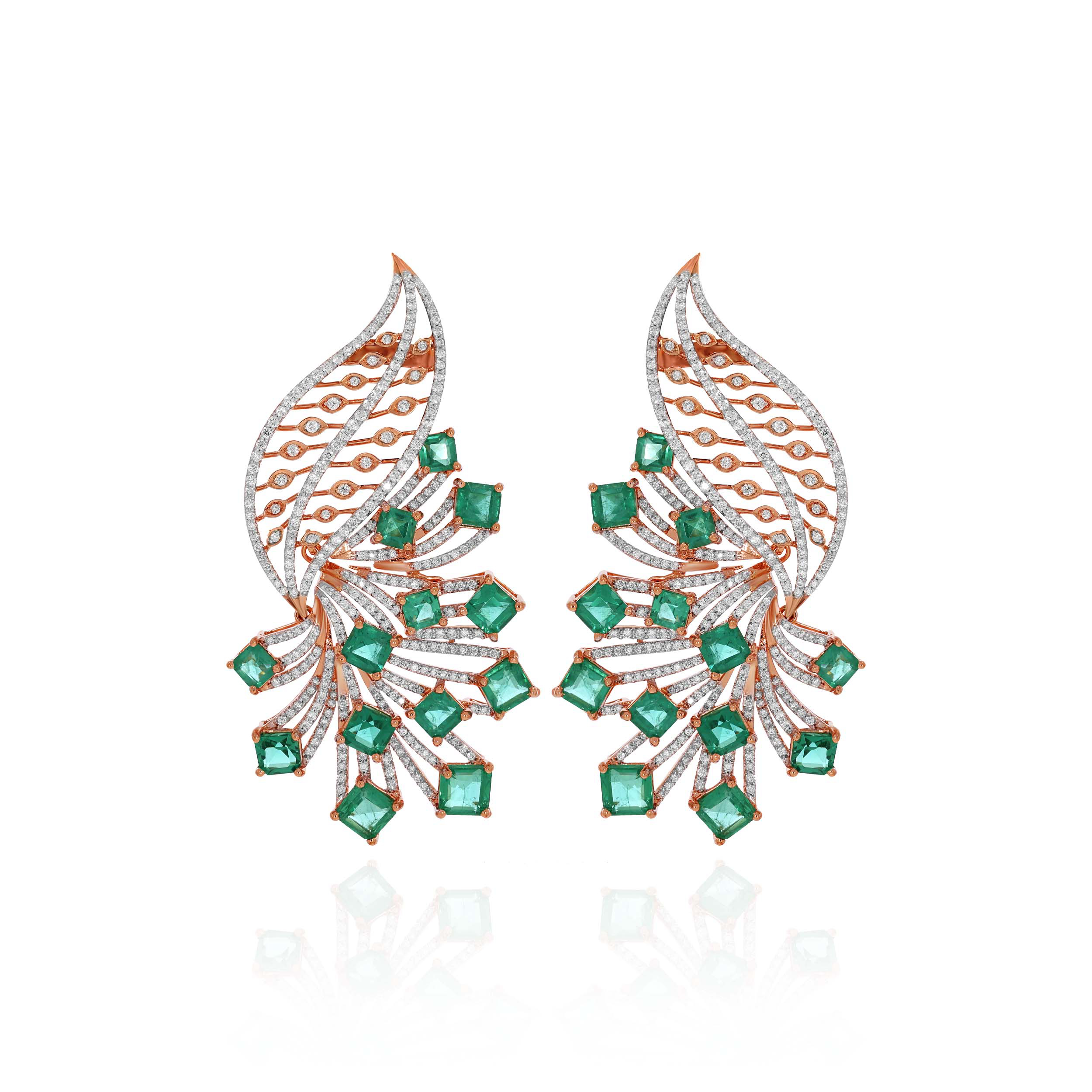 Lush Foliage Cascade Diamond Earrings - Senco Gold and Diamonds