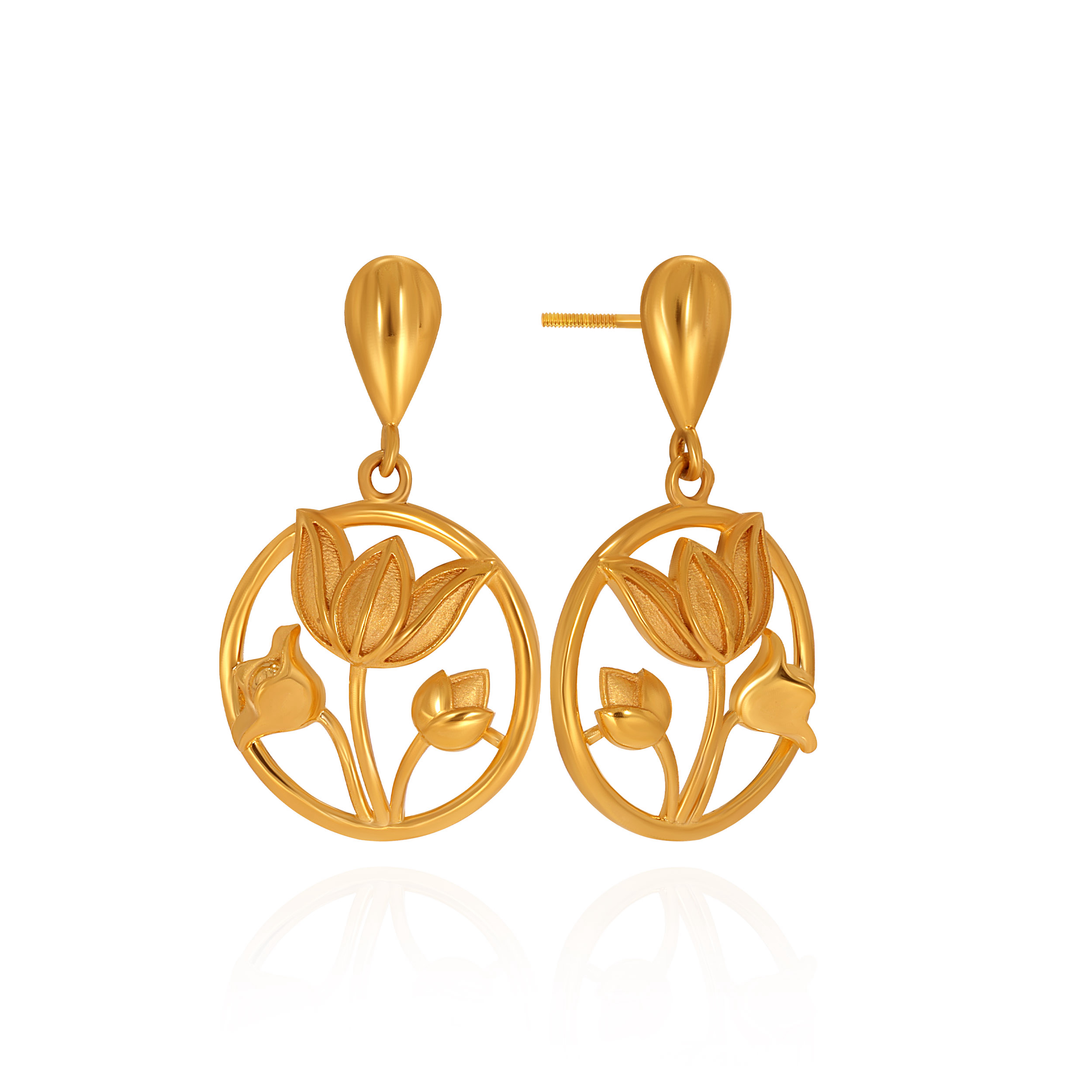 Harmony Lotus Gold Earrings - Senco Gold and Diamonds