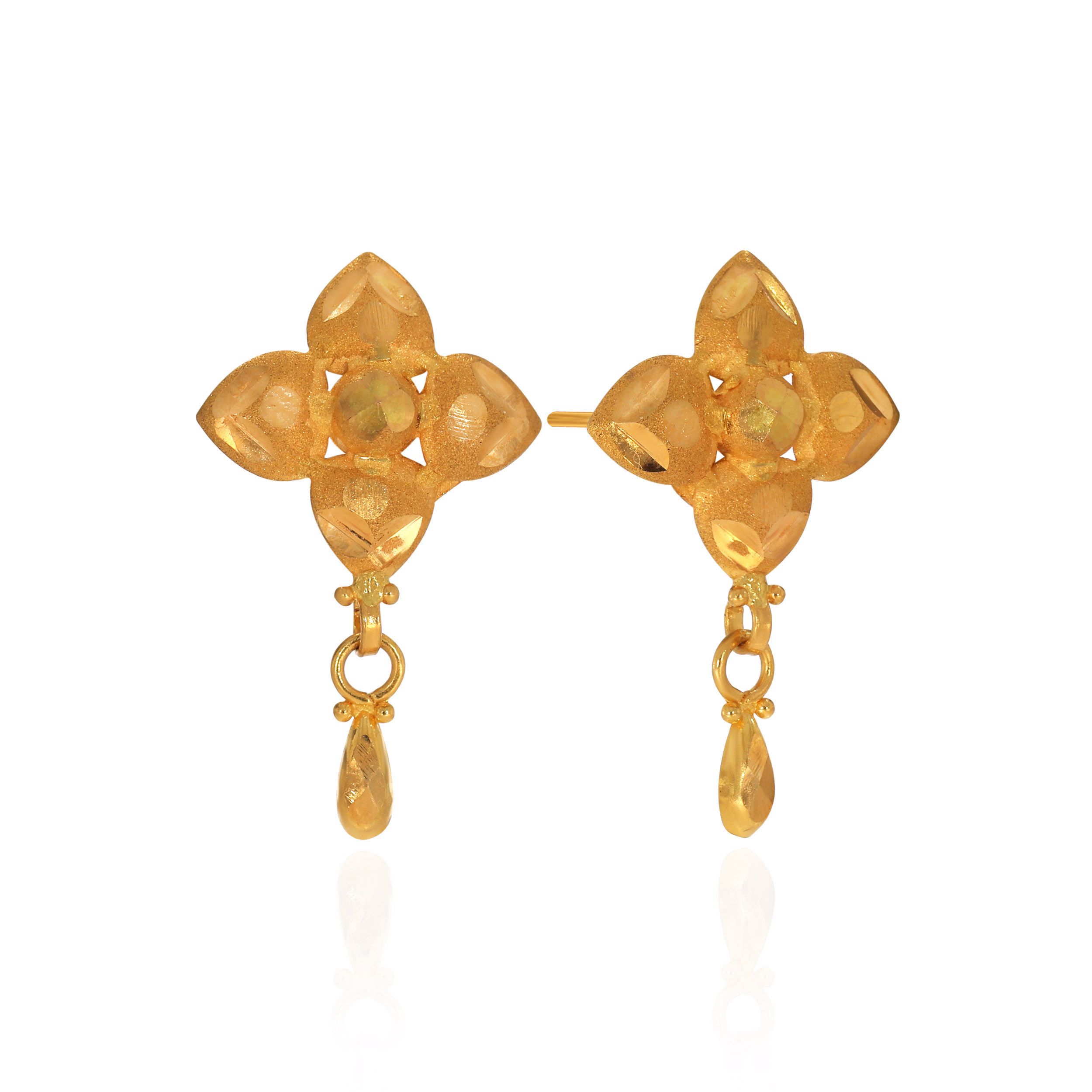 Delicate Blossom Gold Drop Earrings - Senco Gold and Diamonds