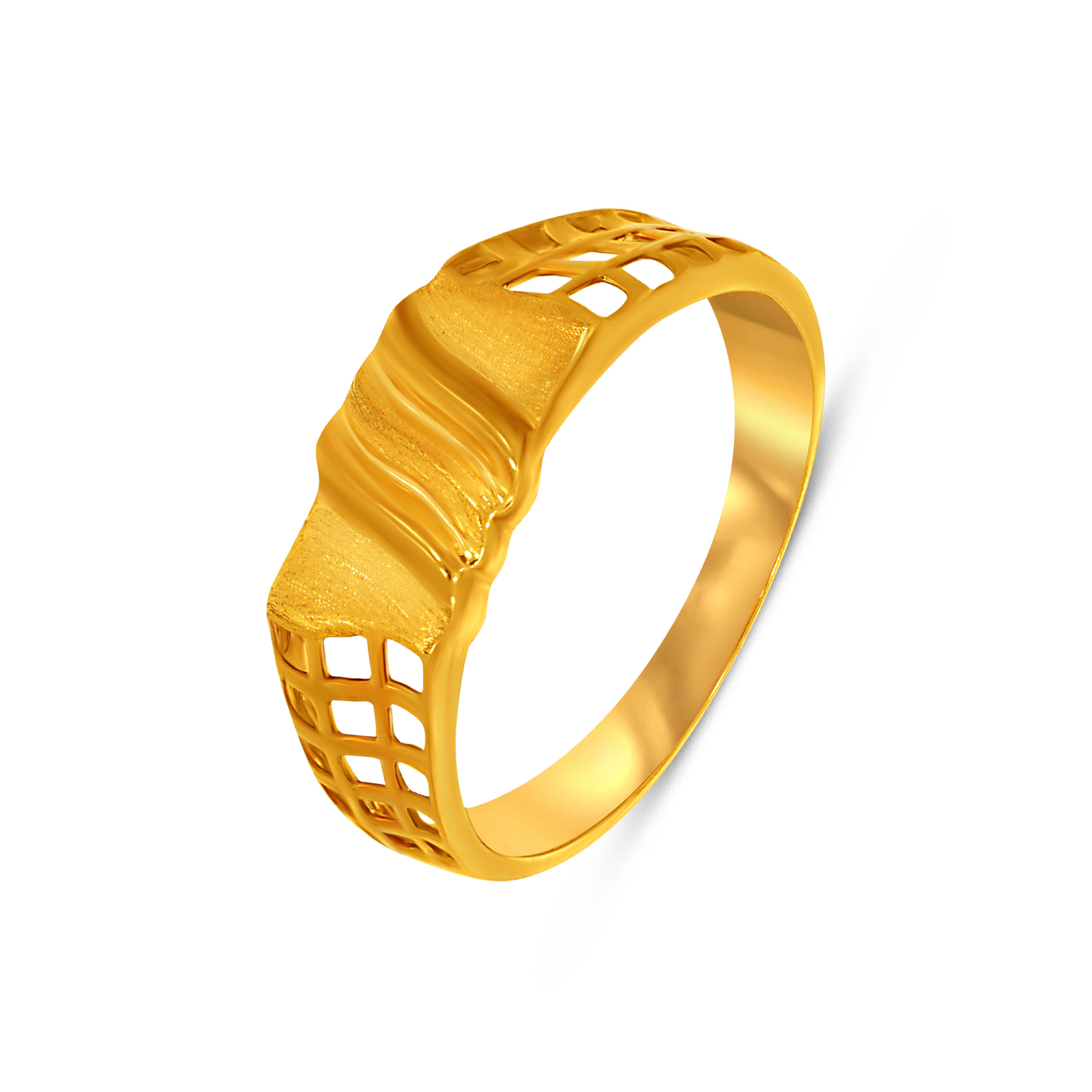 Sculpted Grid Men's Gold Ring - Senco Gold and Diamonds
