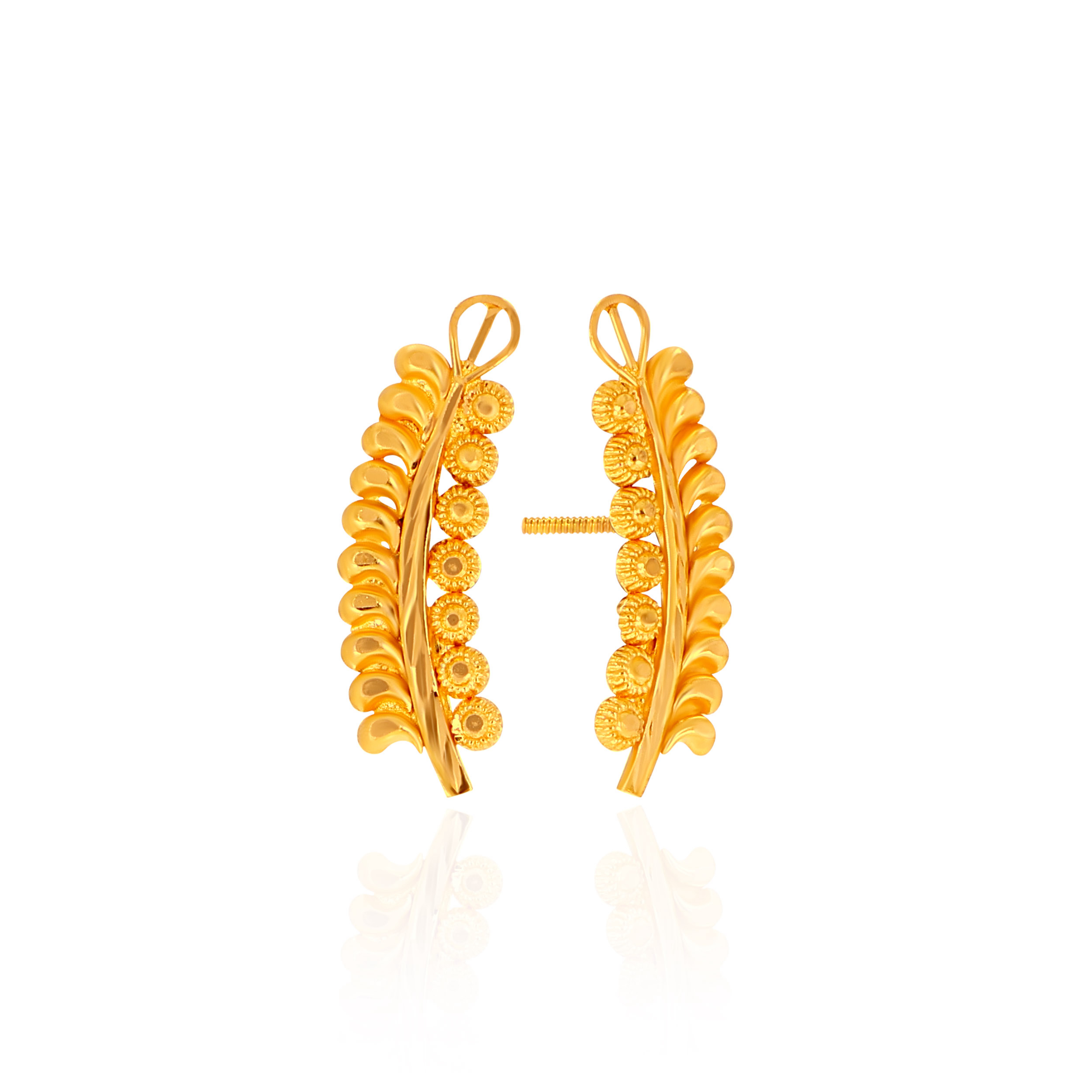 Flora Curve Gold Studs - Senco Gold and Diamonds