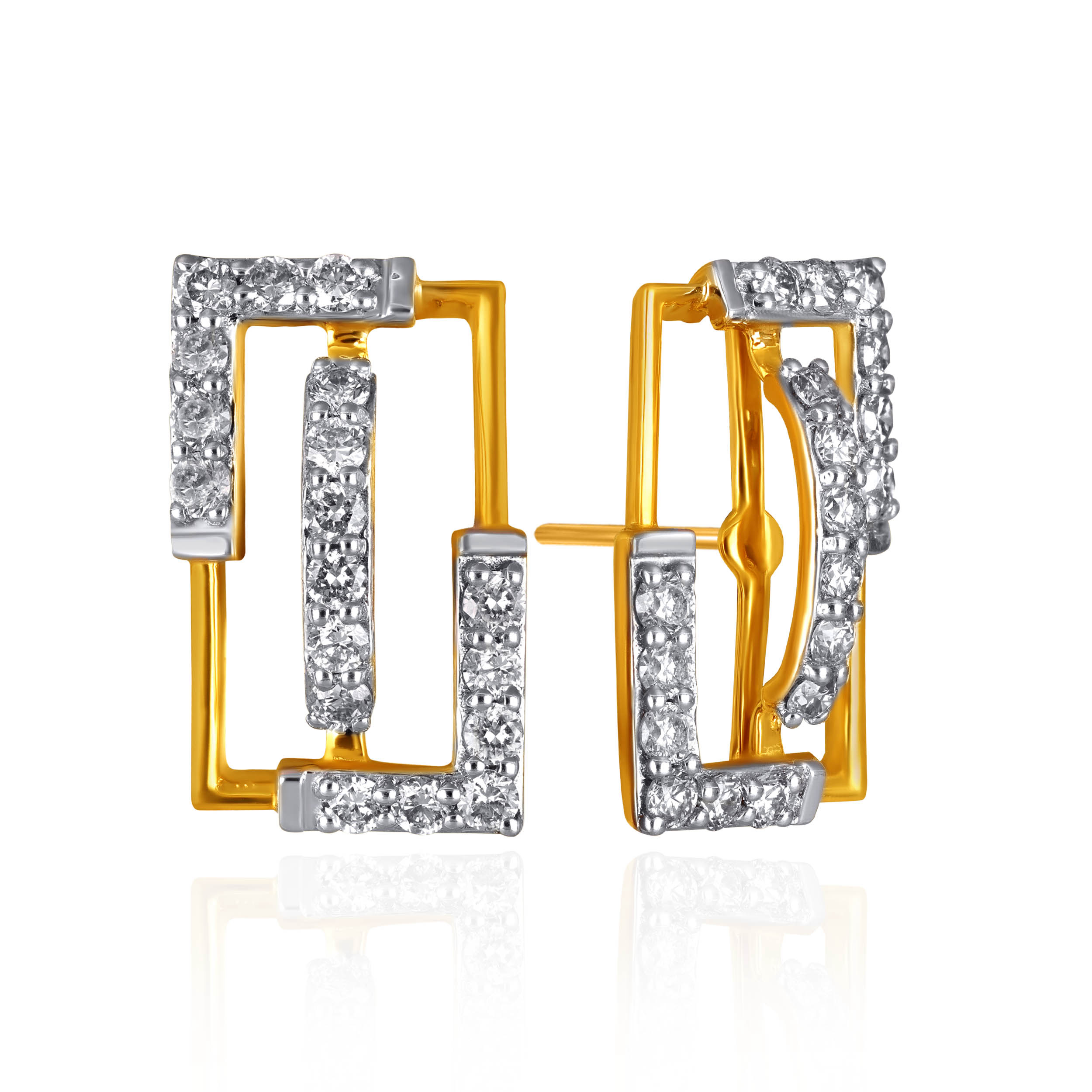 Sparkling Rectangular Diamond Studs - Senco Gold and Diamonds