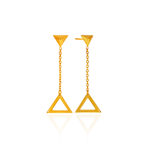 Linear Grace Gold Drop Earrings - Senco Gold and Diamonds