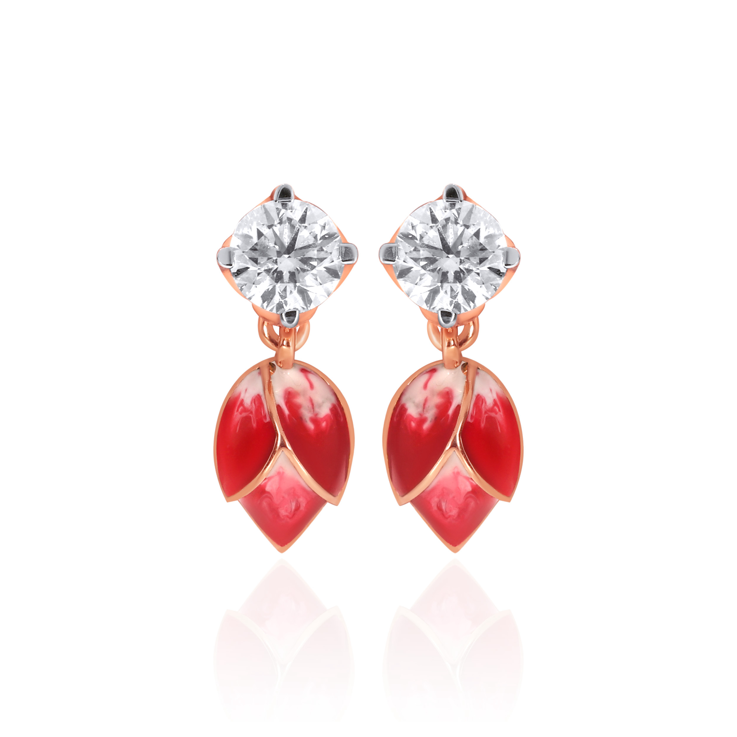 18K Rose Gold Diamond Studs Earrings-DT-D000754645 - Senco Gold and Diamonds
