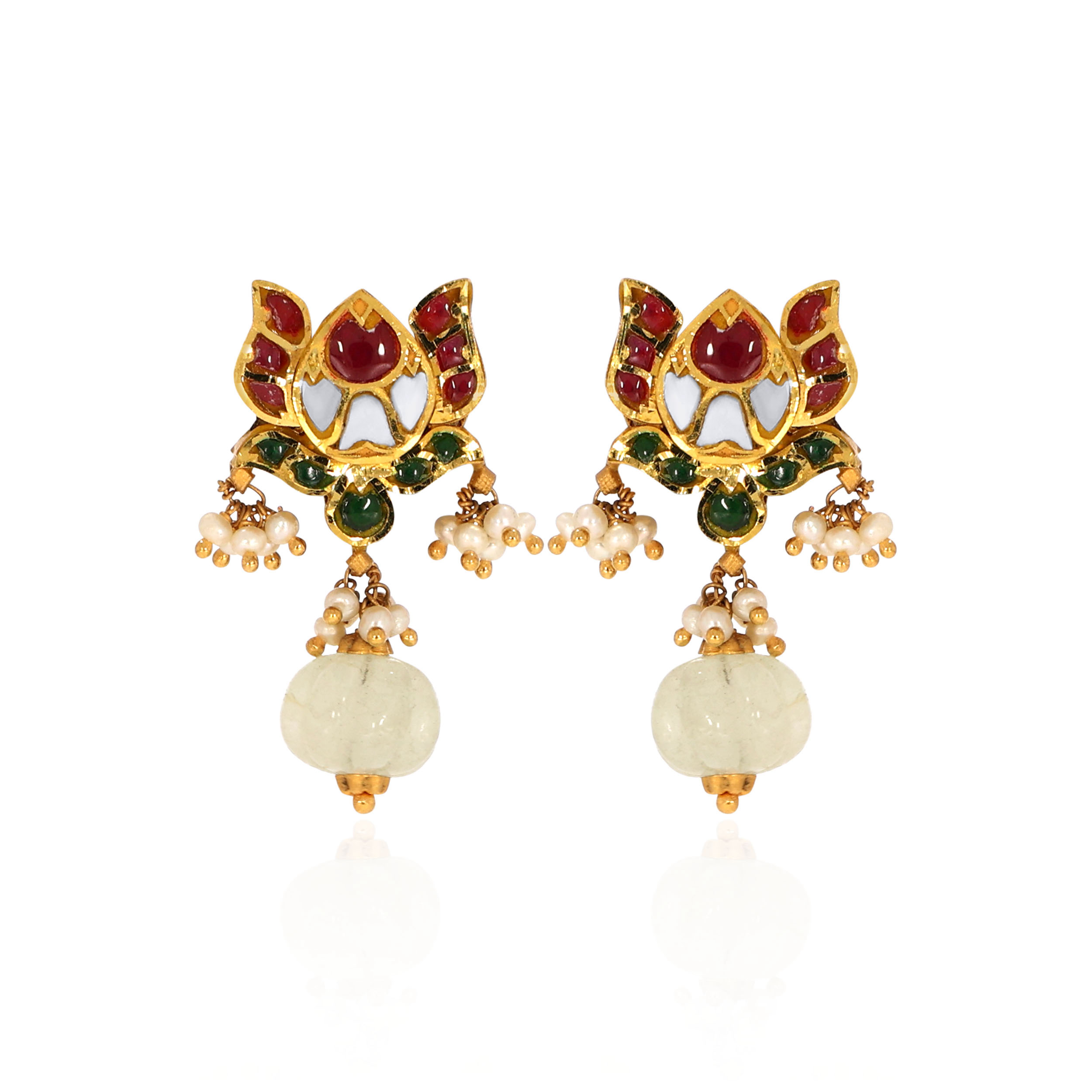 22K Yellow Gold Kundan Earrings-GPGN-D000788460 - Senco Gold and Diamonds