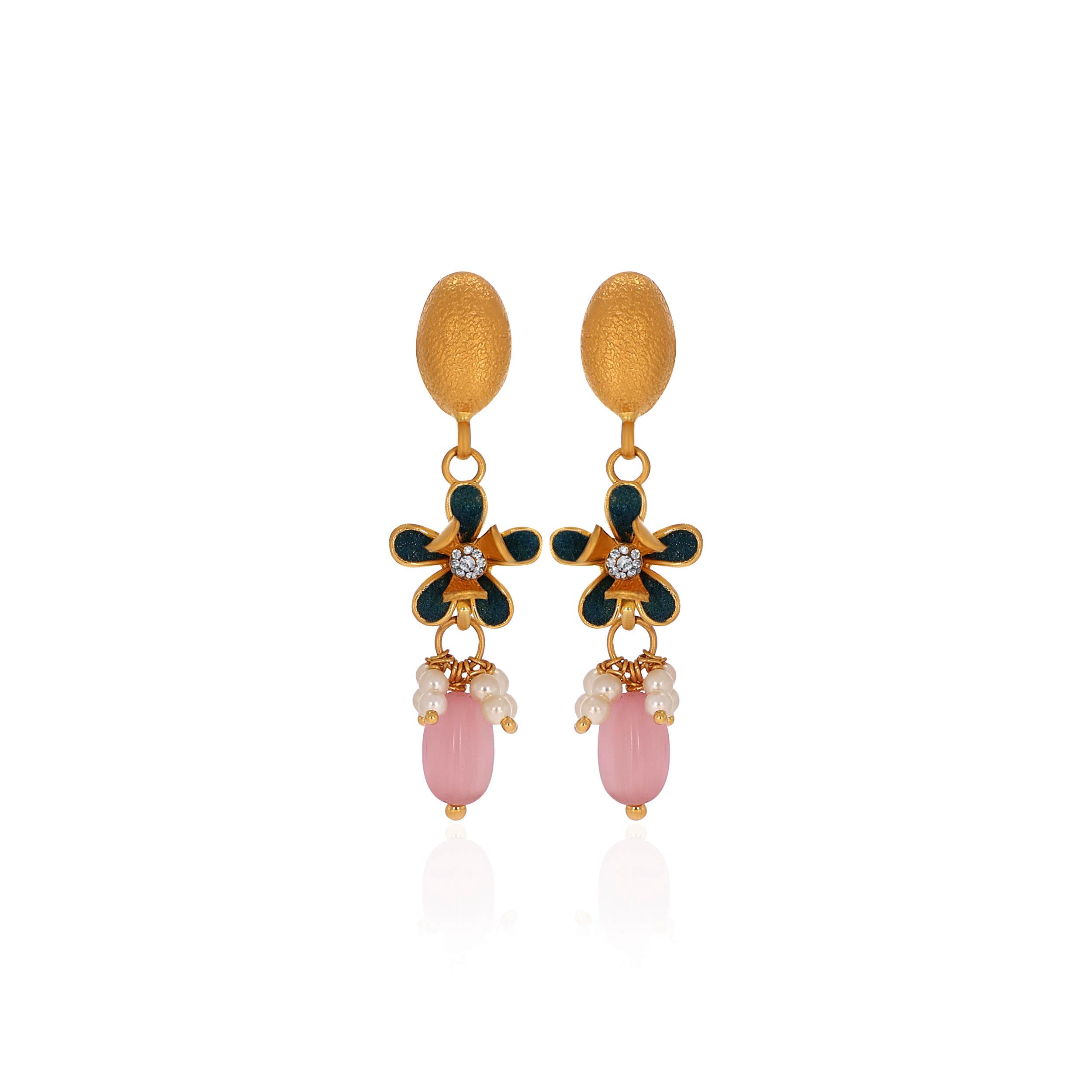 22K Yellow Gold Antique Kundan Drop Earrings-GPGN-D000779693 - Senco Gold and Diamonds