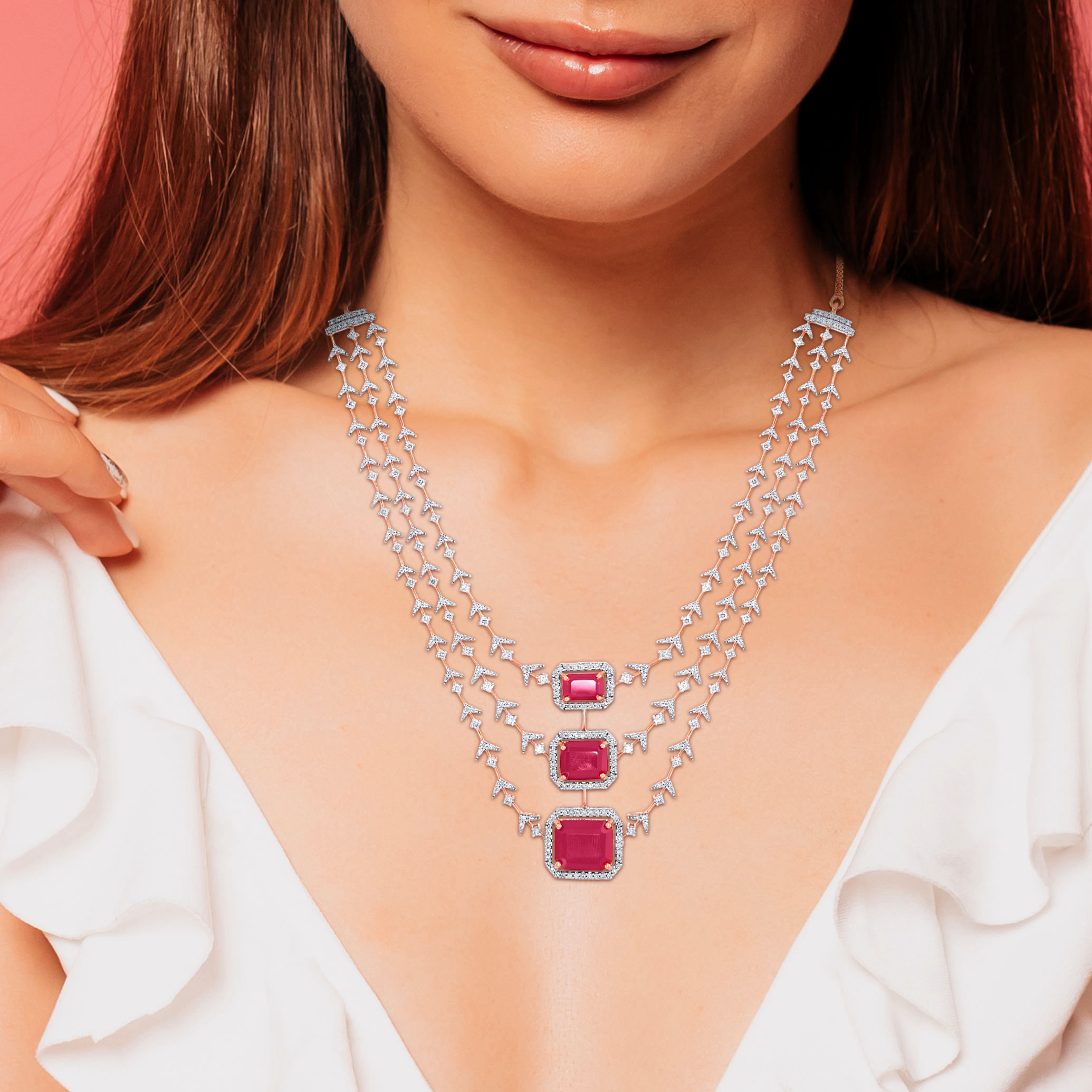 Trilara Scarlet Diamond Layered Necklace - Senco Gold and Diamonds