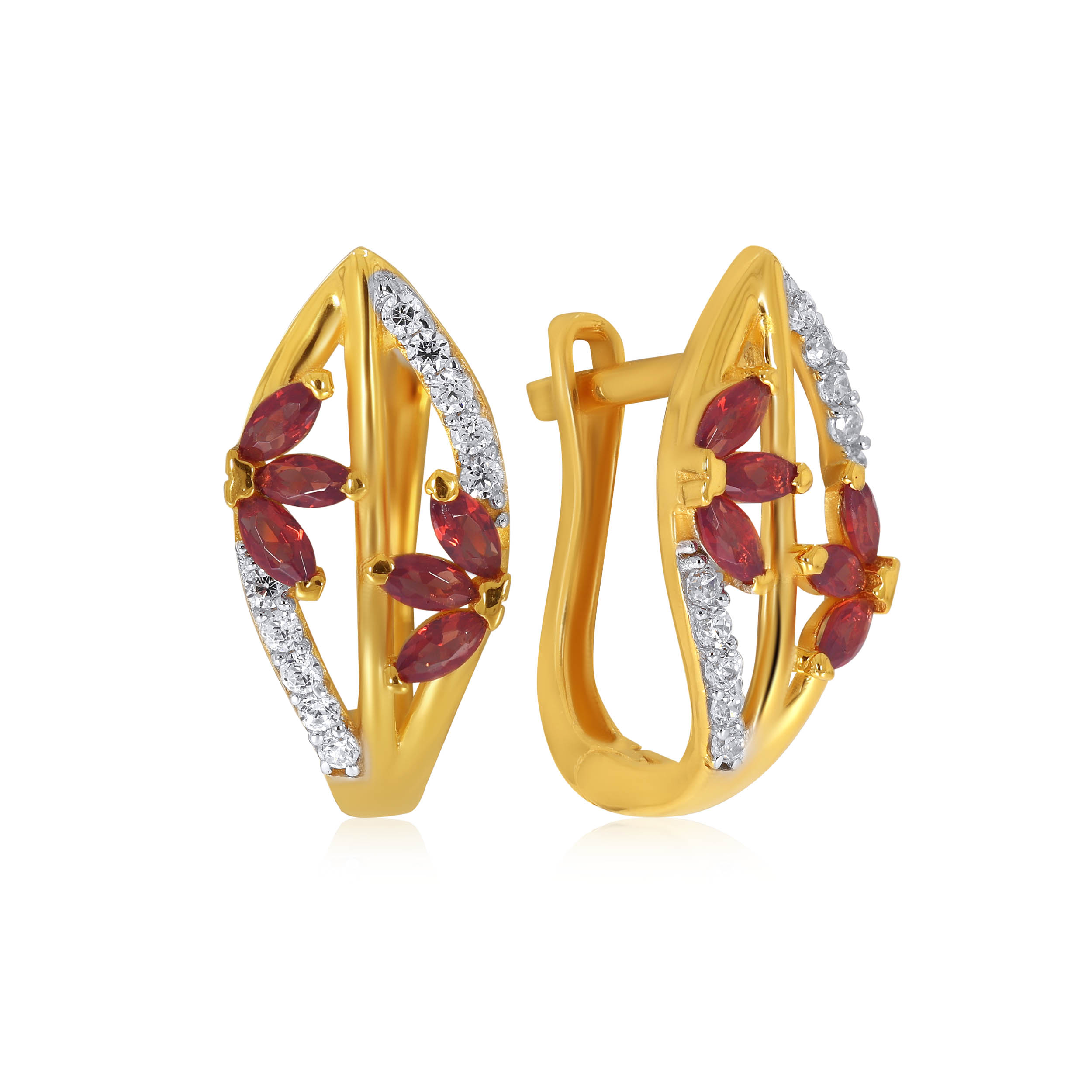 Crimson Petals Gold Hoop Earrings - Senco Gold and Diamonds