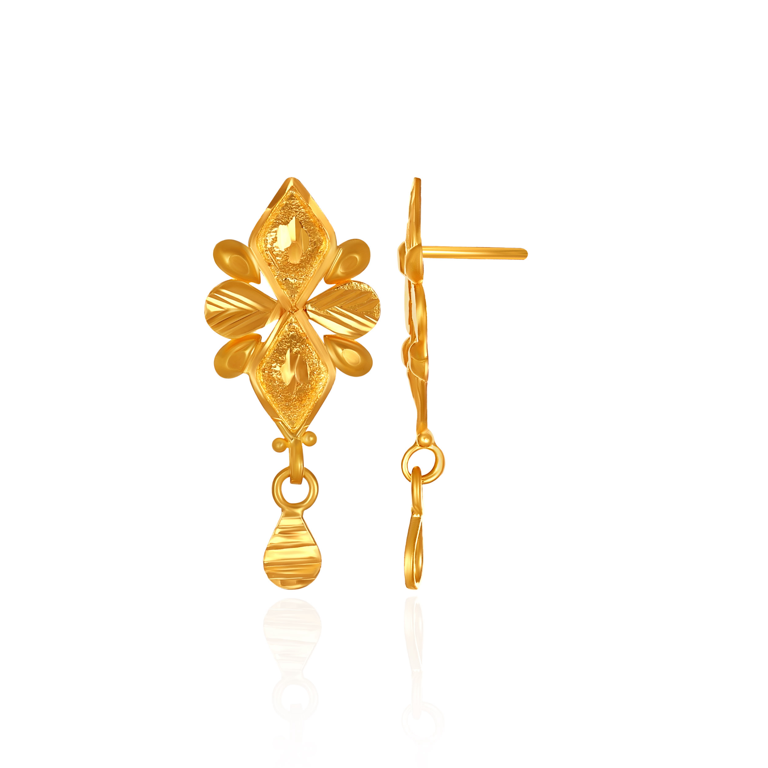 Petal Dance Gold Drop Earrings - Senco Gold and Diamonds
