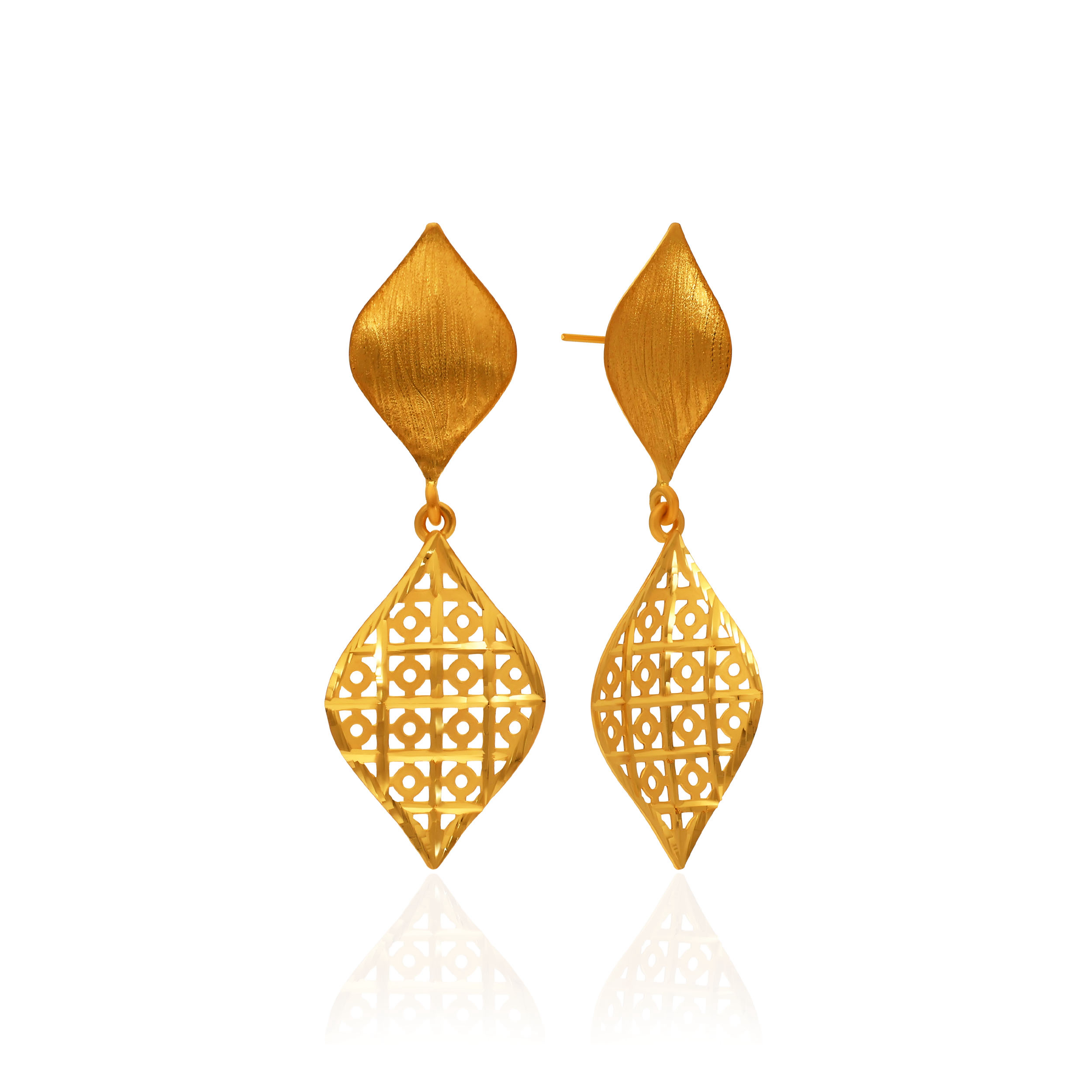 Ornate Grid Gold Earrings - Senco Gold and Diamonds