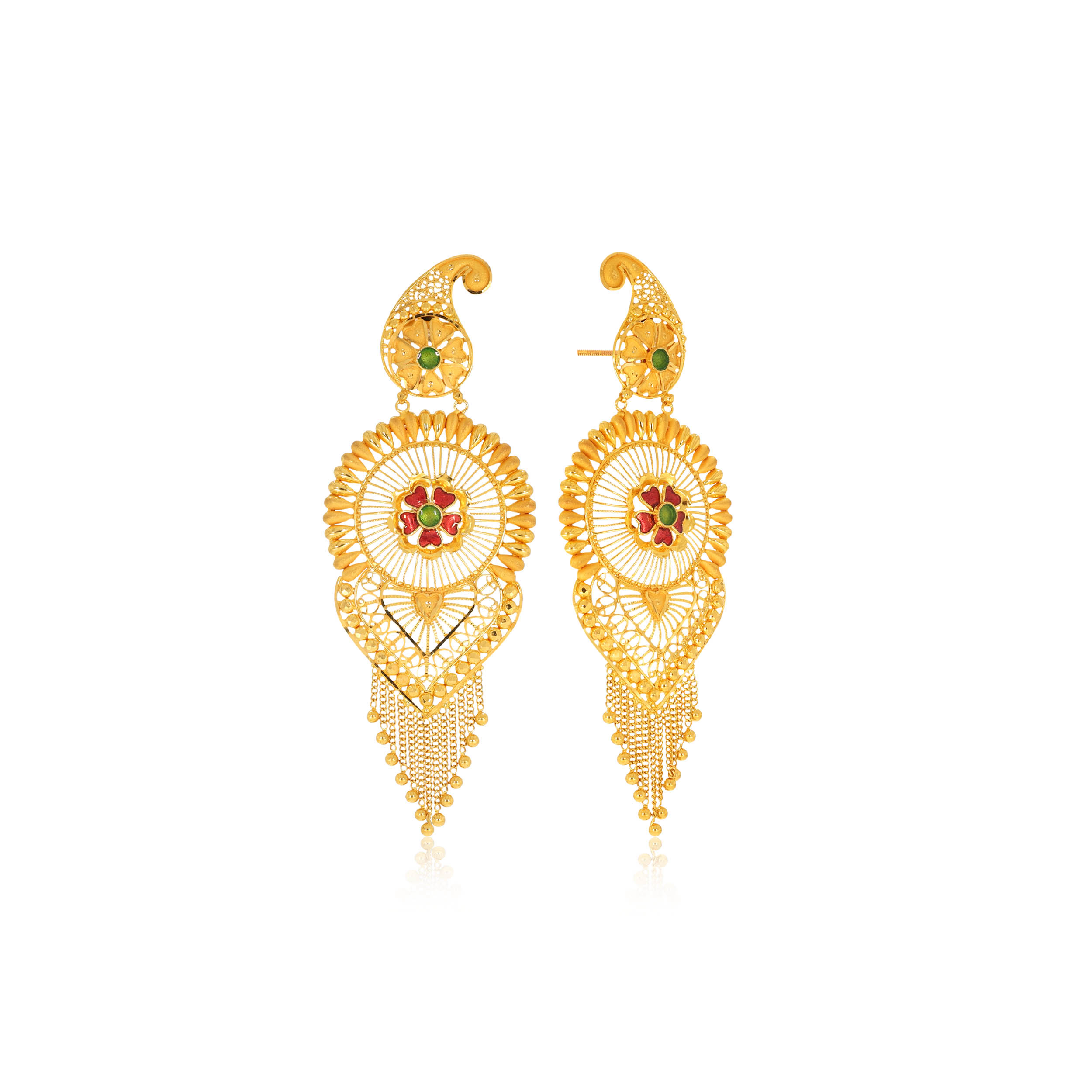 Aesthetic Tradition Gold Danglers - Senco Gold and Diamonds