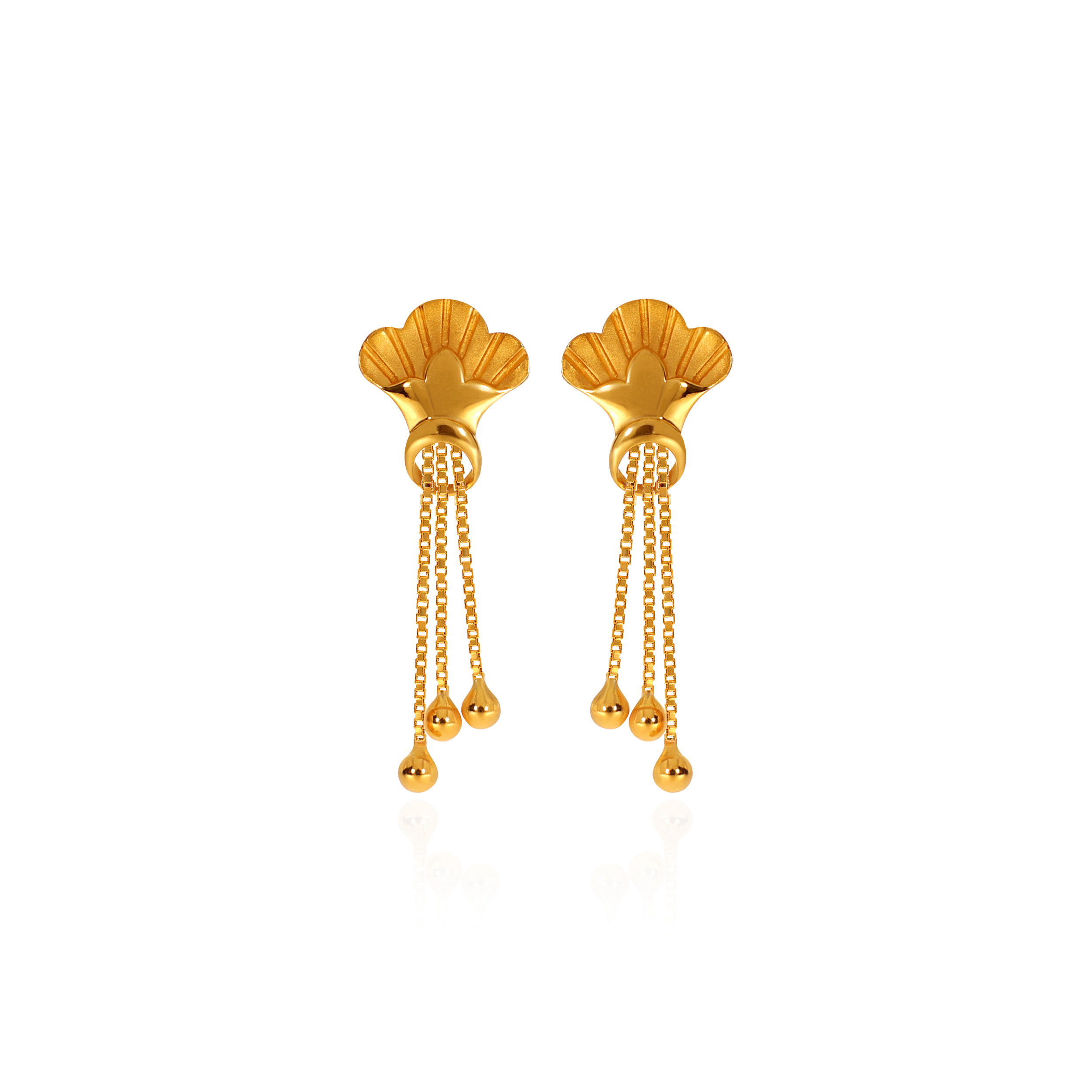 Classy Bouquet Gold Drop Earrings - Senco Gold and Diamonds