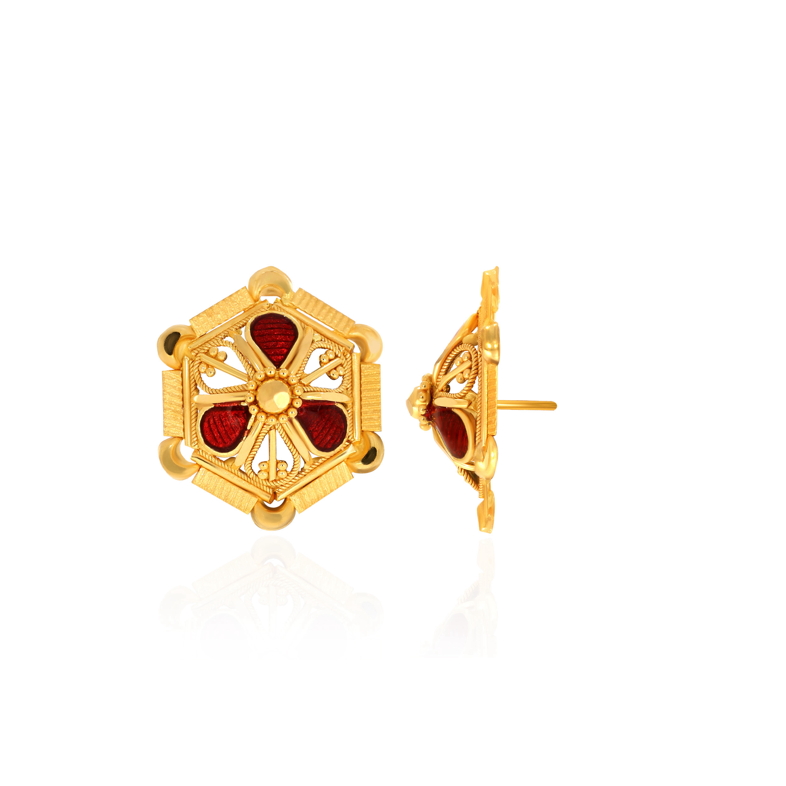 Traditional Bloom Gold Studs - Senco Gold and Diamonds