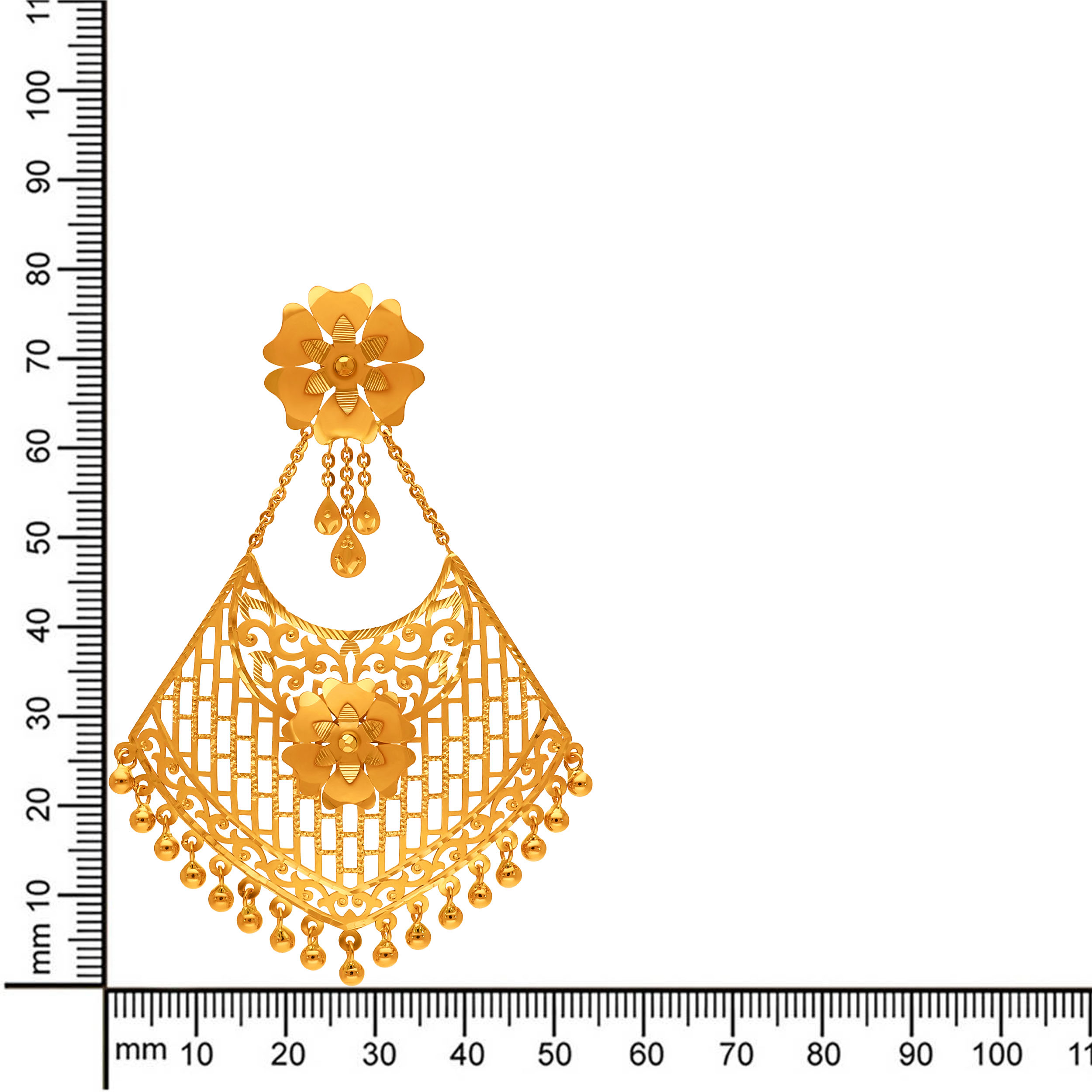 Opulent Motif Gold Chand Bali Earrings - Senco Gold and Diamonds